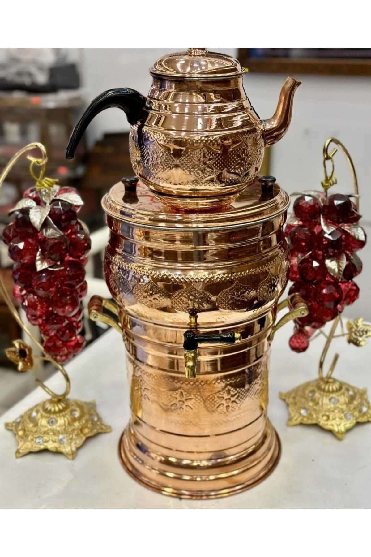 Bakır lüks odunlu 5 litre semaver