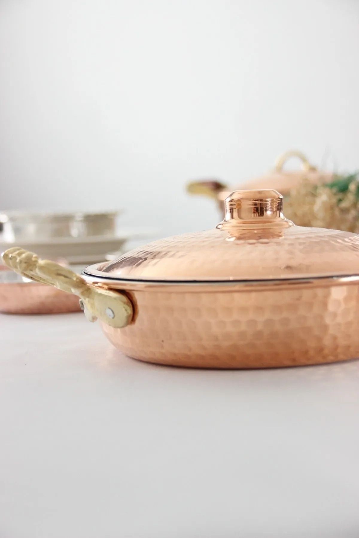 Bakır Kapaklı Kalın Yumurta Tavası & Sahanı 24 cm