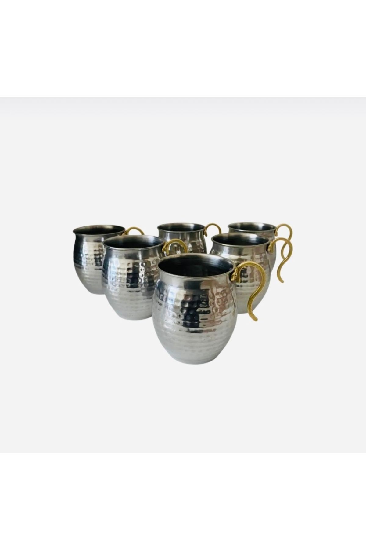 Krom Dövme Maşrafa Ayran Bardağı Moskova model 6 lı set (400 ml)