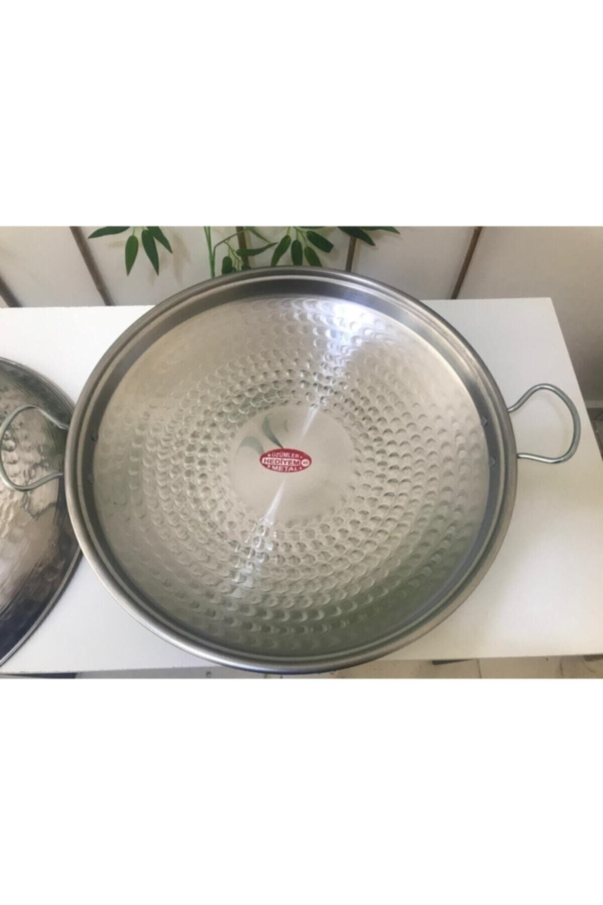 Kapaklı Saç Kavurma Tavası, Paslanmaz Krom Kavurma Tavası 45 Cm