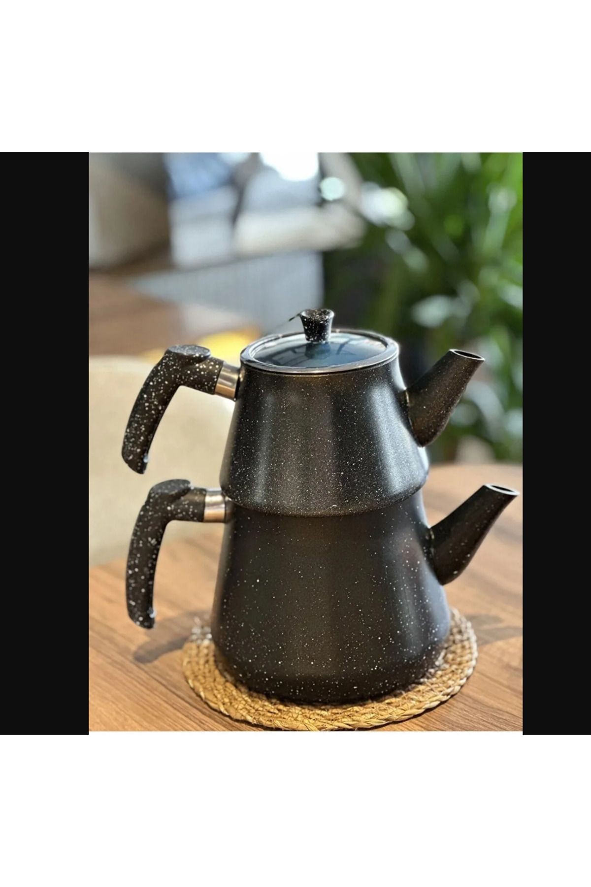 Granit Çaydanlık Takımı Bakalit Kulp (Siyah)