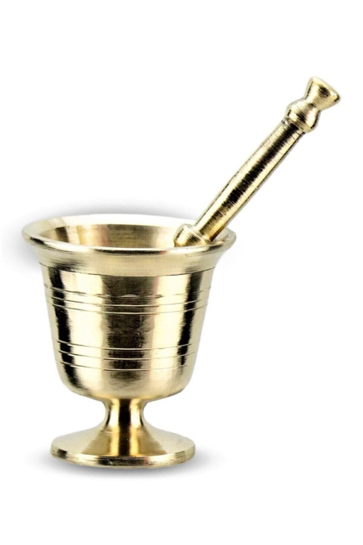 Sarı Pirinç Havan Sarımsak Dövücü Büyük Boy 10 Cm