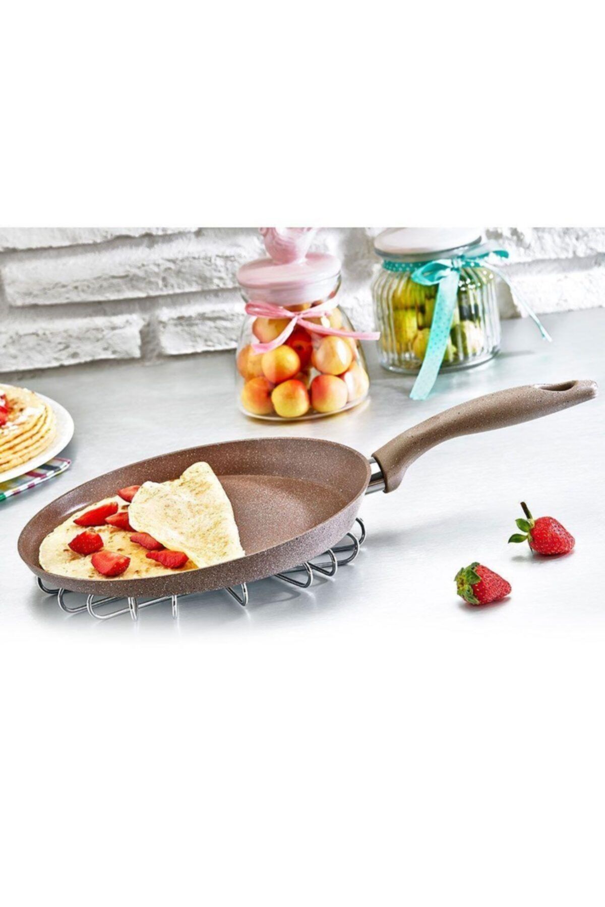 Sf5428gr Granit Line Kahverengi Krep Tavası 28 Cm