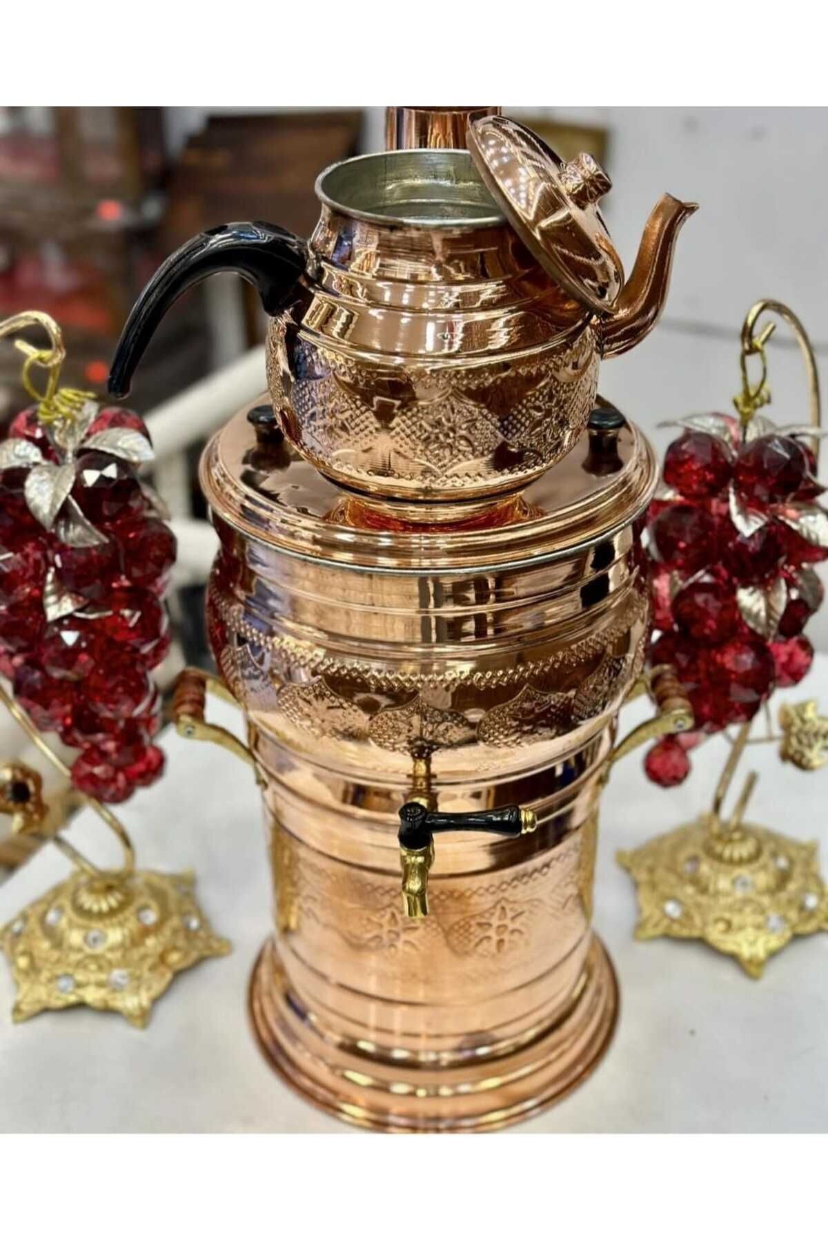 Bakır lüks odunlu 5 litre semaver