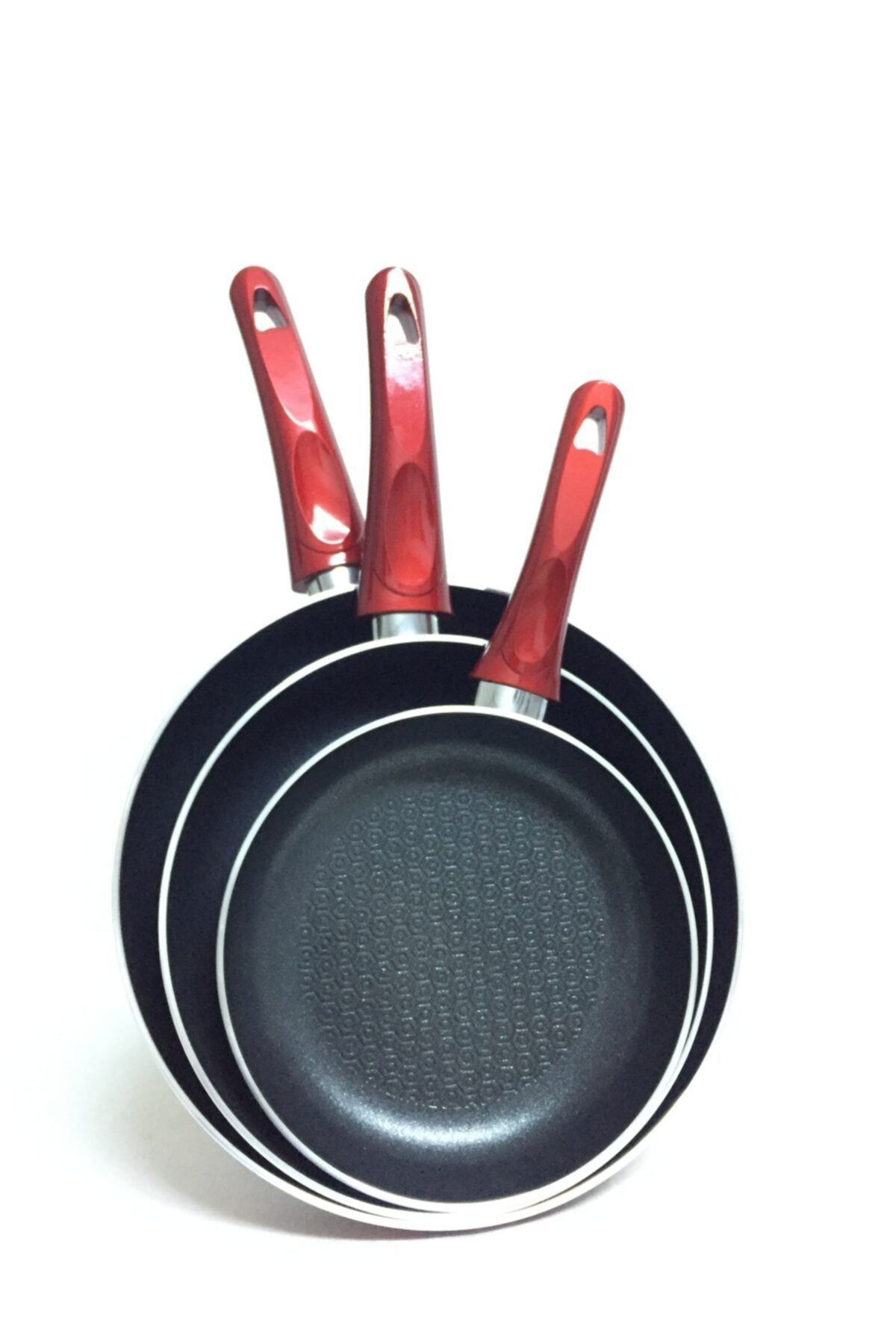 Modern Ve Şık Tasarımlar 3'lü Yanmaz Yapışmaz Teflon Tava Set 20-24-28 Cm (3mm Kalınlık)