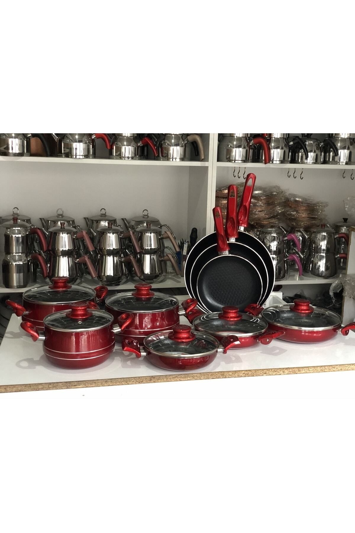 15 Parça Elma Şekeri Koleksiyonu Petekli Teflon Set