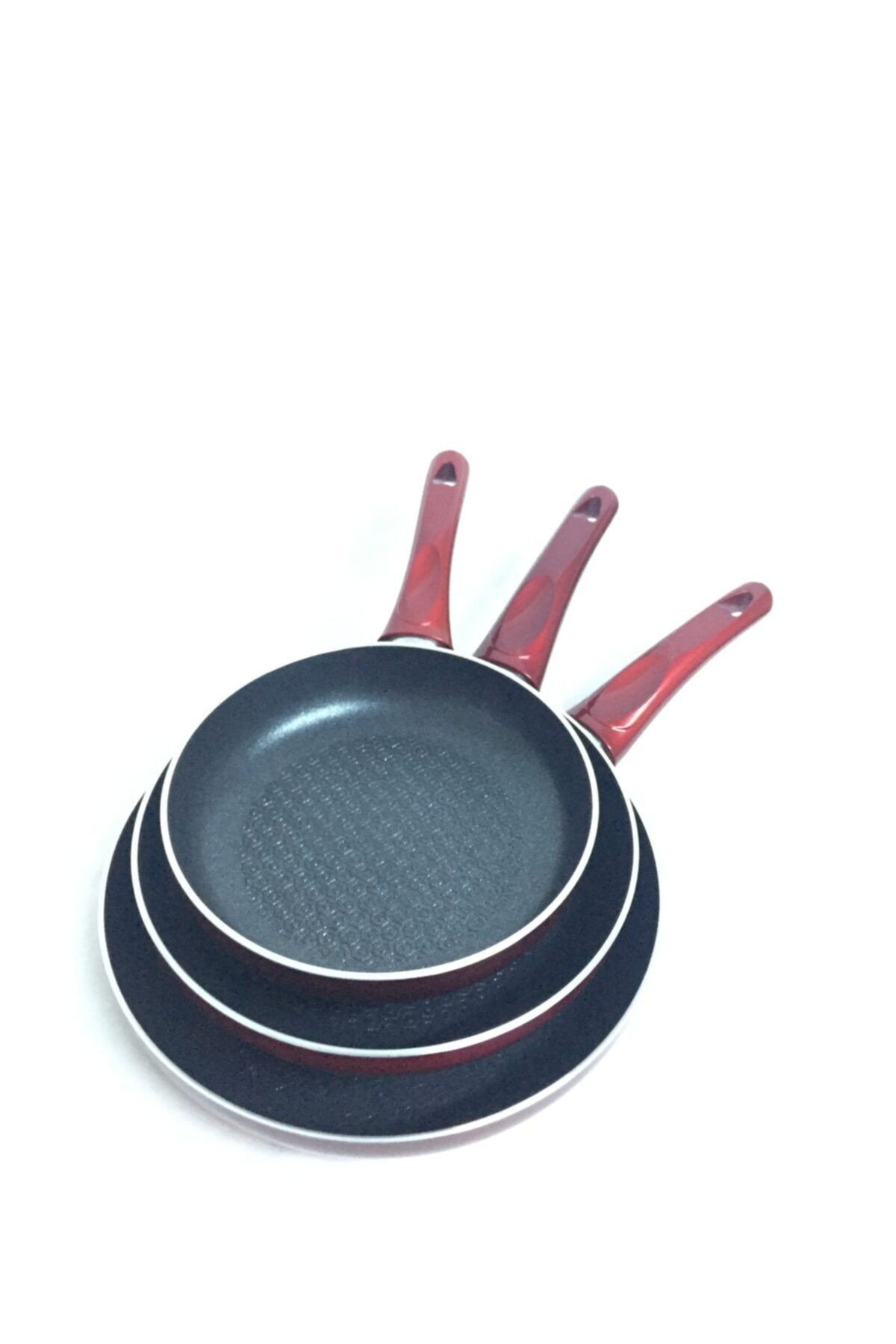 Modern Ve Şık Tasarımlar Yanmaz Yapışmaz 3'lü Teflon Tava Set 20-24-28cm
