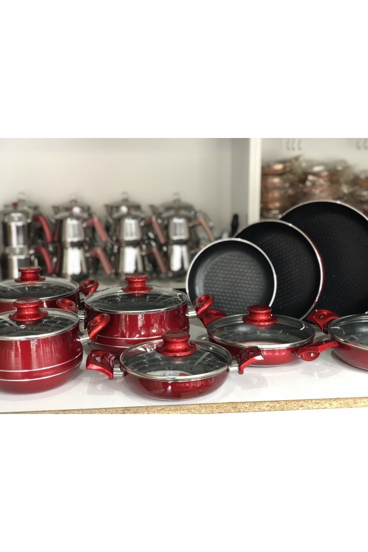 15 Parça Elma Şekeri Koleksiyonu Petekli Teflon Set