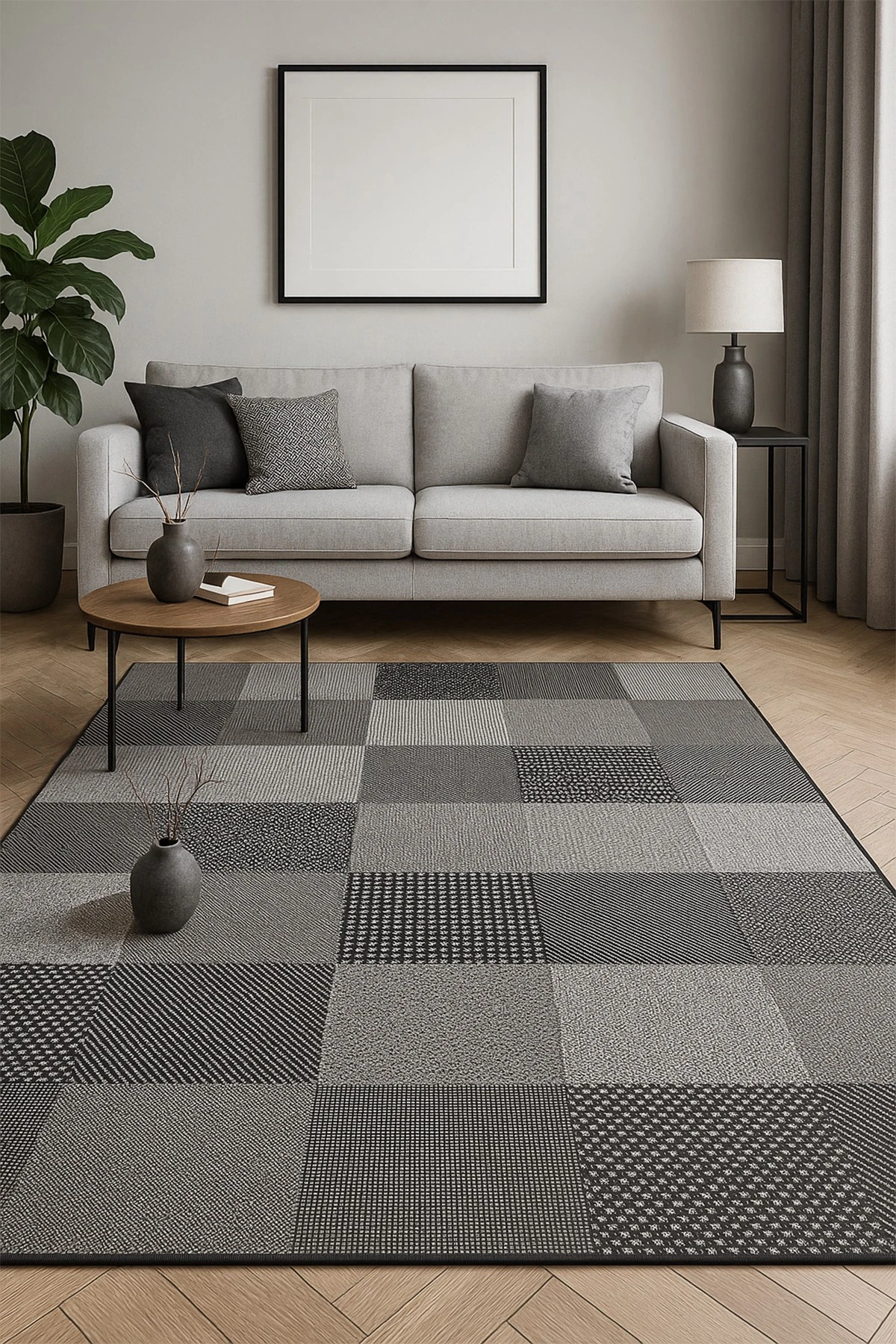 Preso PRS 01 Gri - Salon, Koridor (Yolluk), Mutfak, Antre, Yatak ve Oturma Odası Halısı