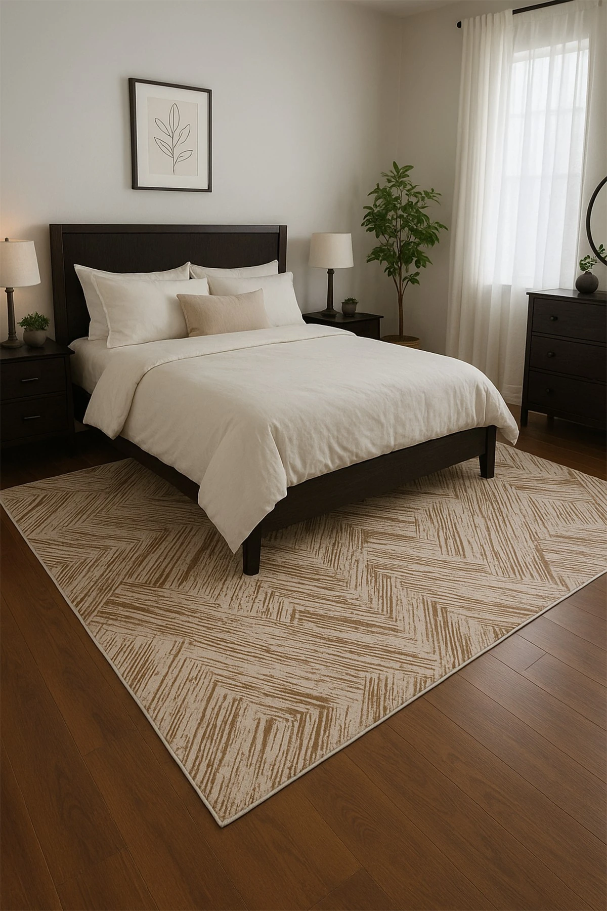 Mirvari 4093 Bej - Salon, Koridor (Yolluk), Mutfak, Antre, Yatak ve Oturma Odası Halısı