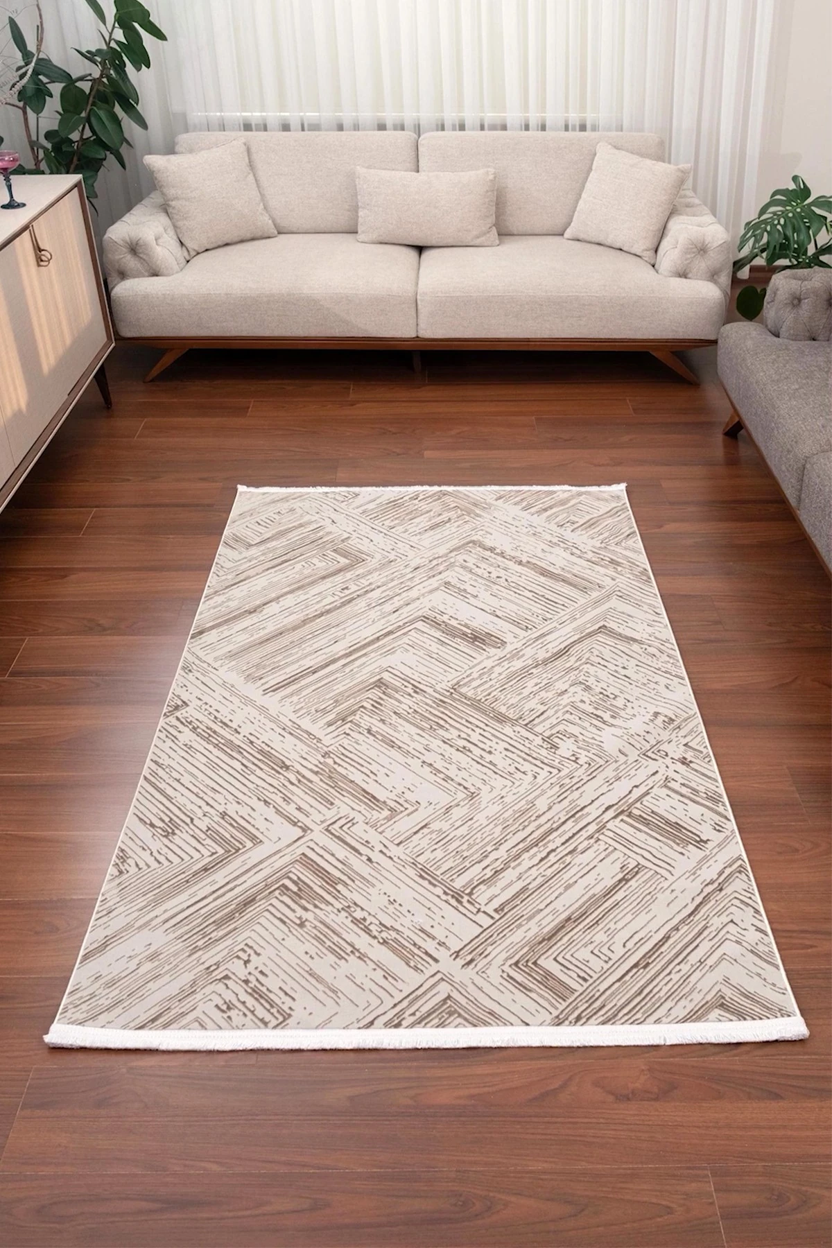 Mirvari 4093 Bej - Salon, Koridor (Yolluk), Mutfak, Antre, Yatak ve Oturma Odası Halısı