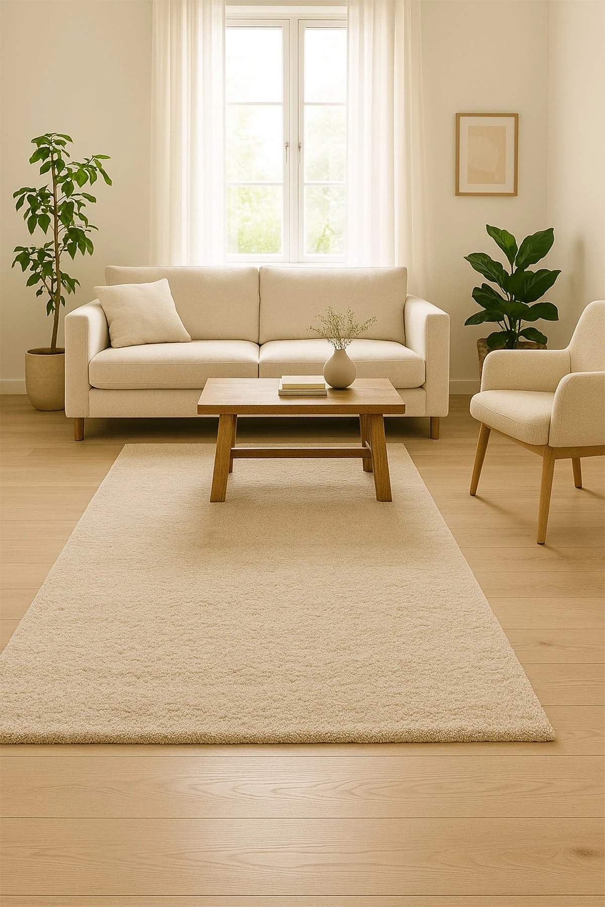 Jumpy 1006 Krem Shaggy (Pofuduk) Halı - Salon, Koridor (Yolluk), Mutfak, Yatak ve Oturma Oda Halısı