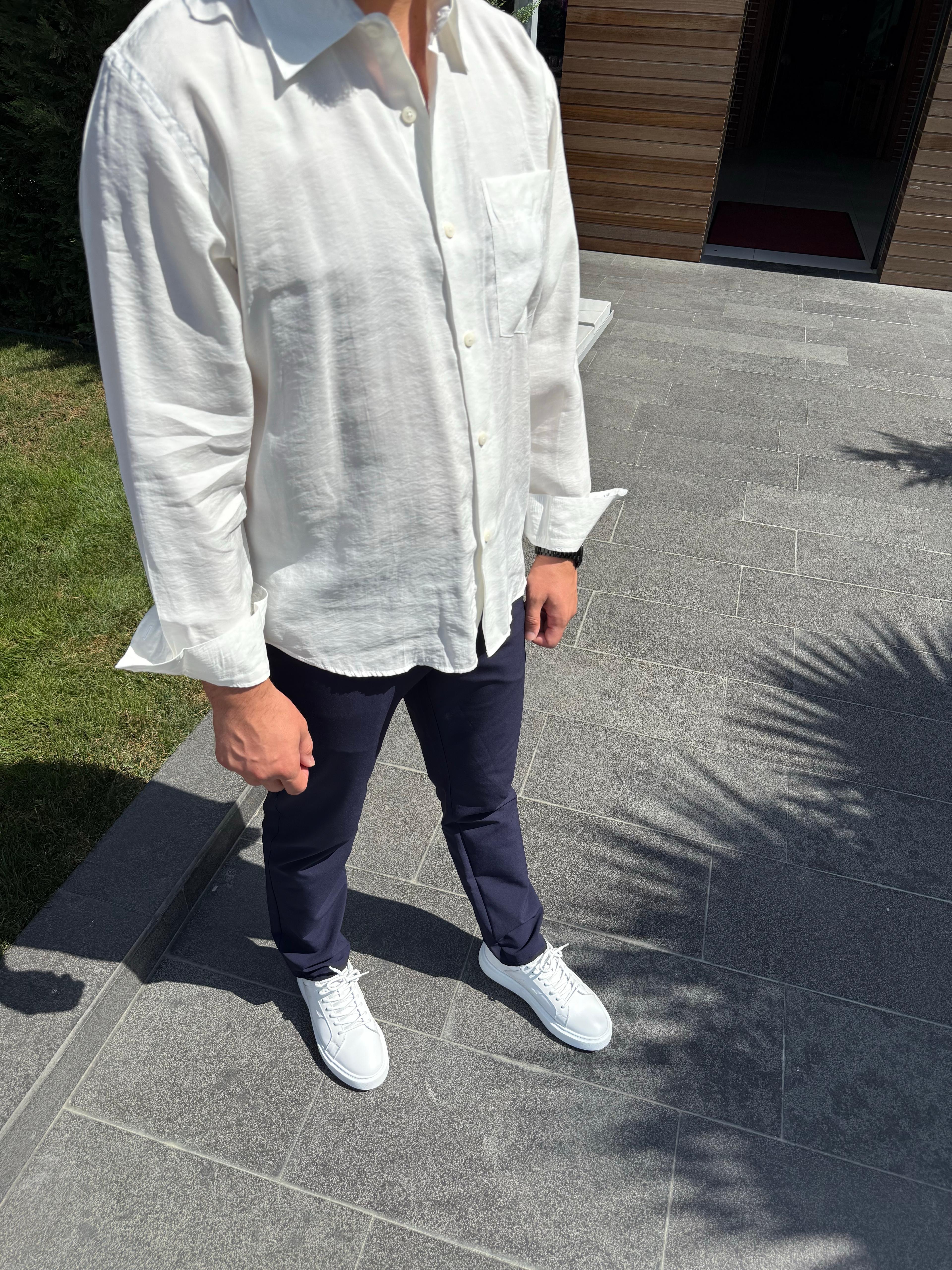 Modal Kumaş Oversize Beyaz gömlek
