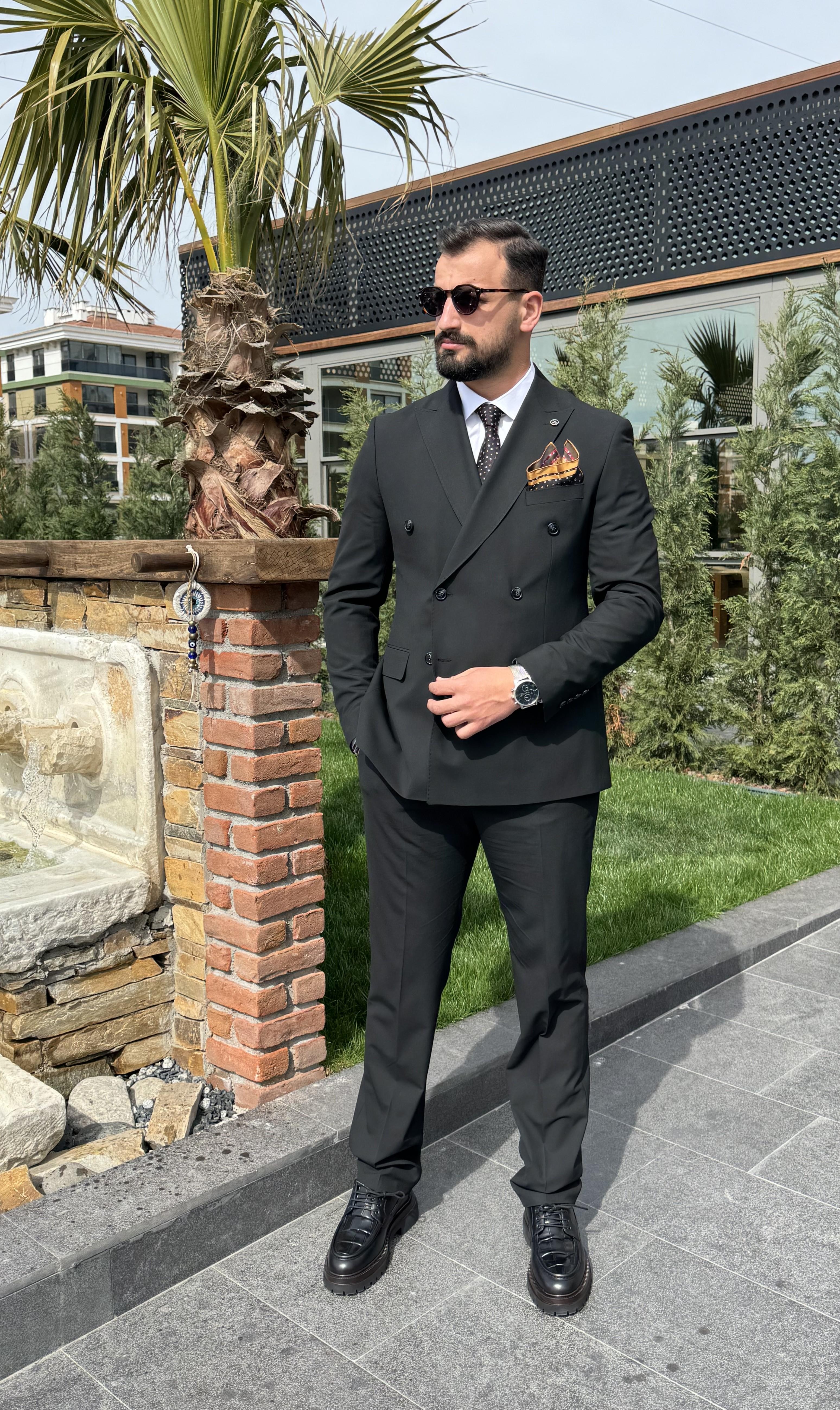 COMPORT KUMAŞ SİYAH KRUVAZE TAKIM ELBİSE