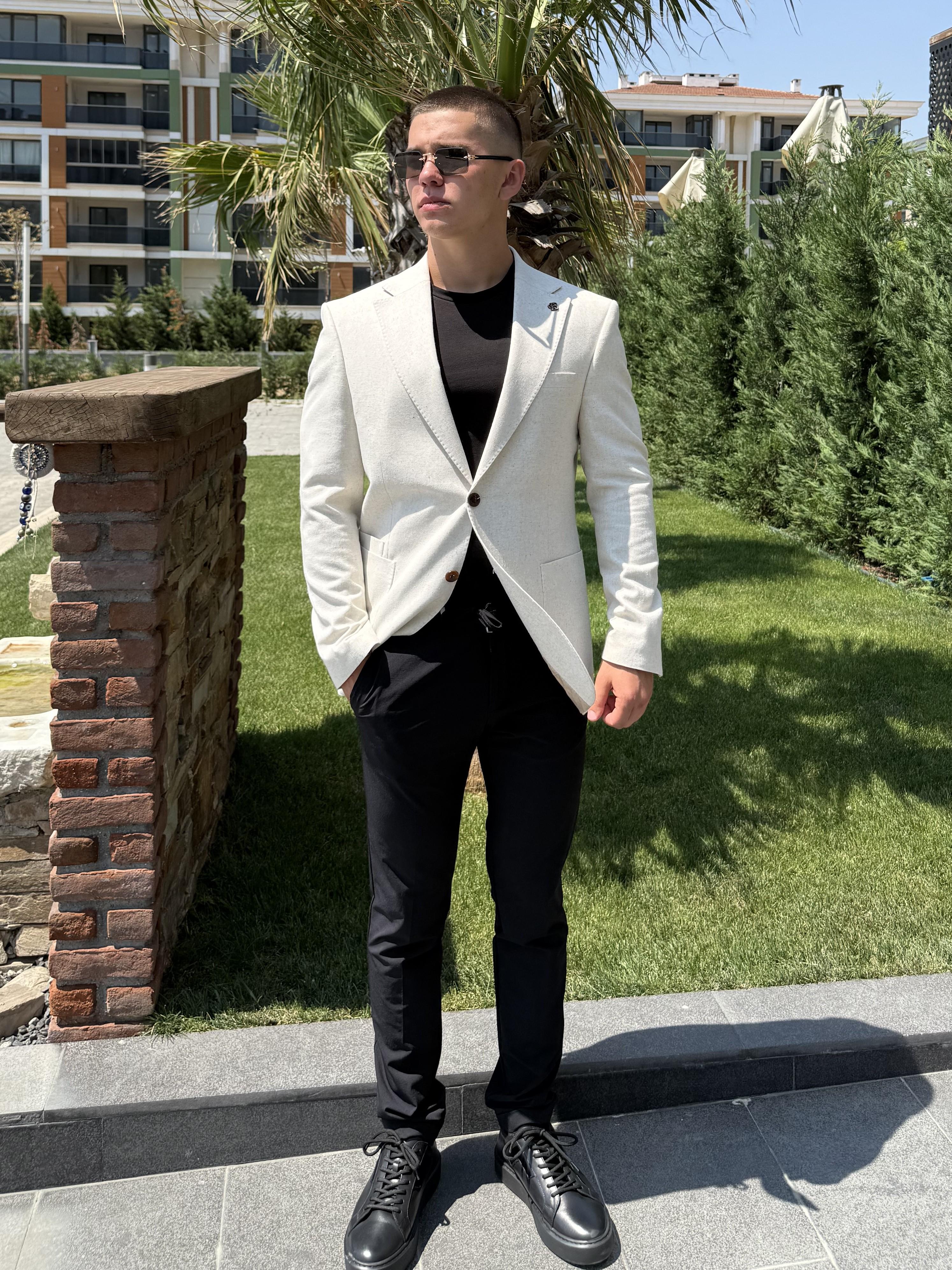 KREM RENGİ KETEN CEKET