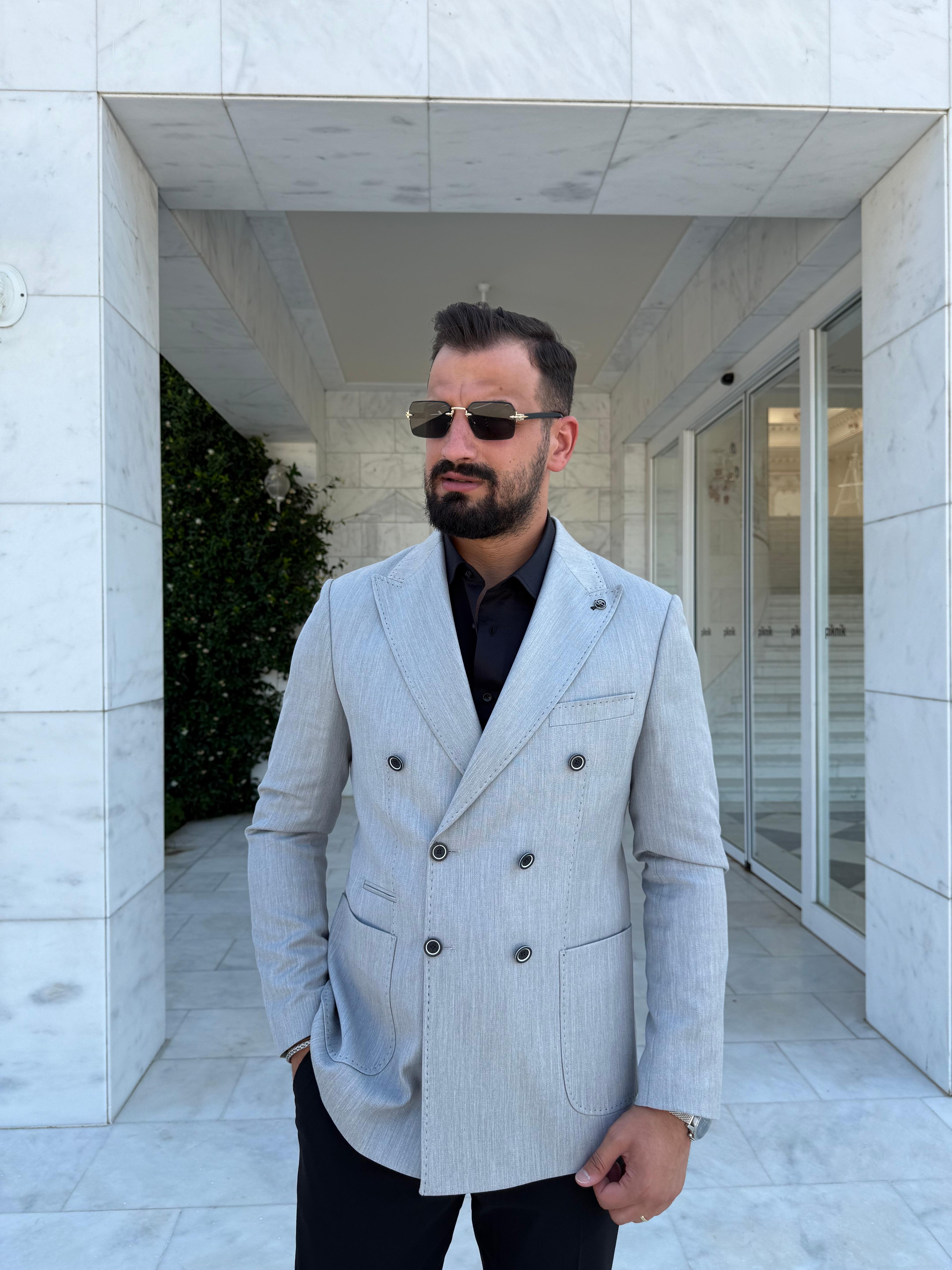 GRİ KRUVAZE TEK CEKET