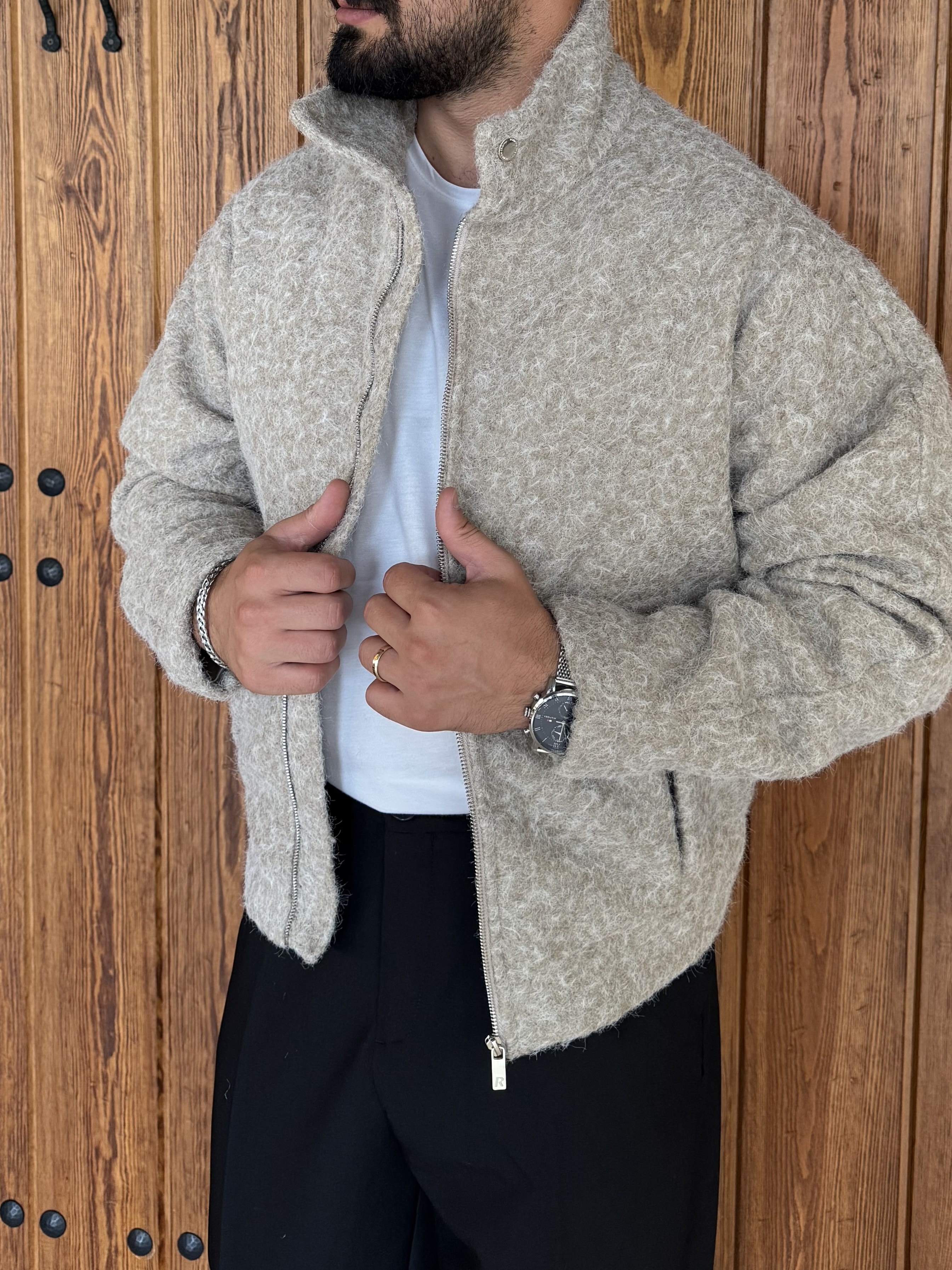 SAKALLI KUMAŞ CROPFİT BEJ MONT