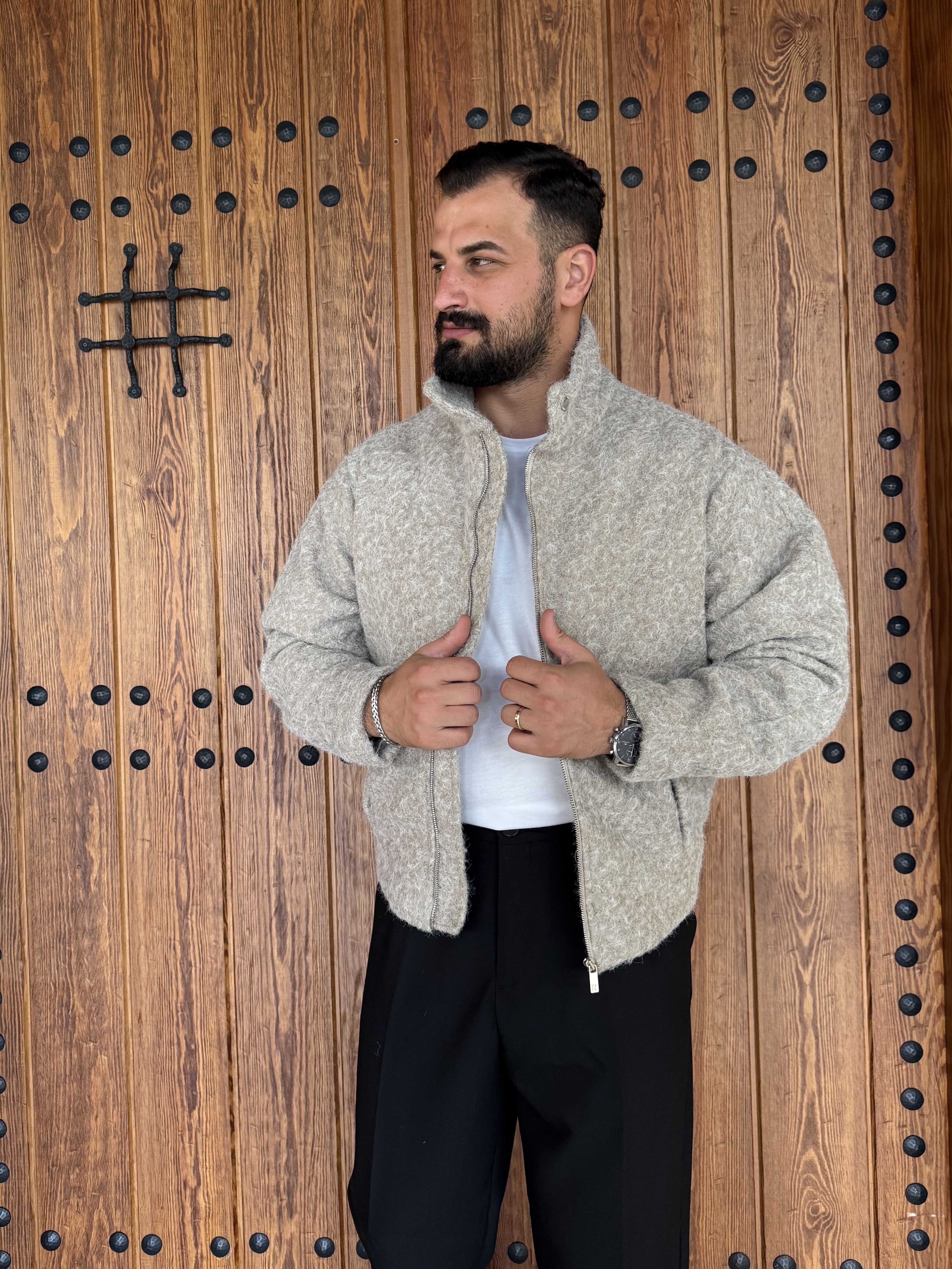 SAKALLI KUMAŞ CROPFİT BEJ MONT