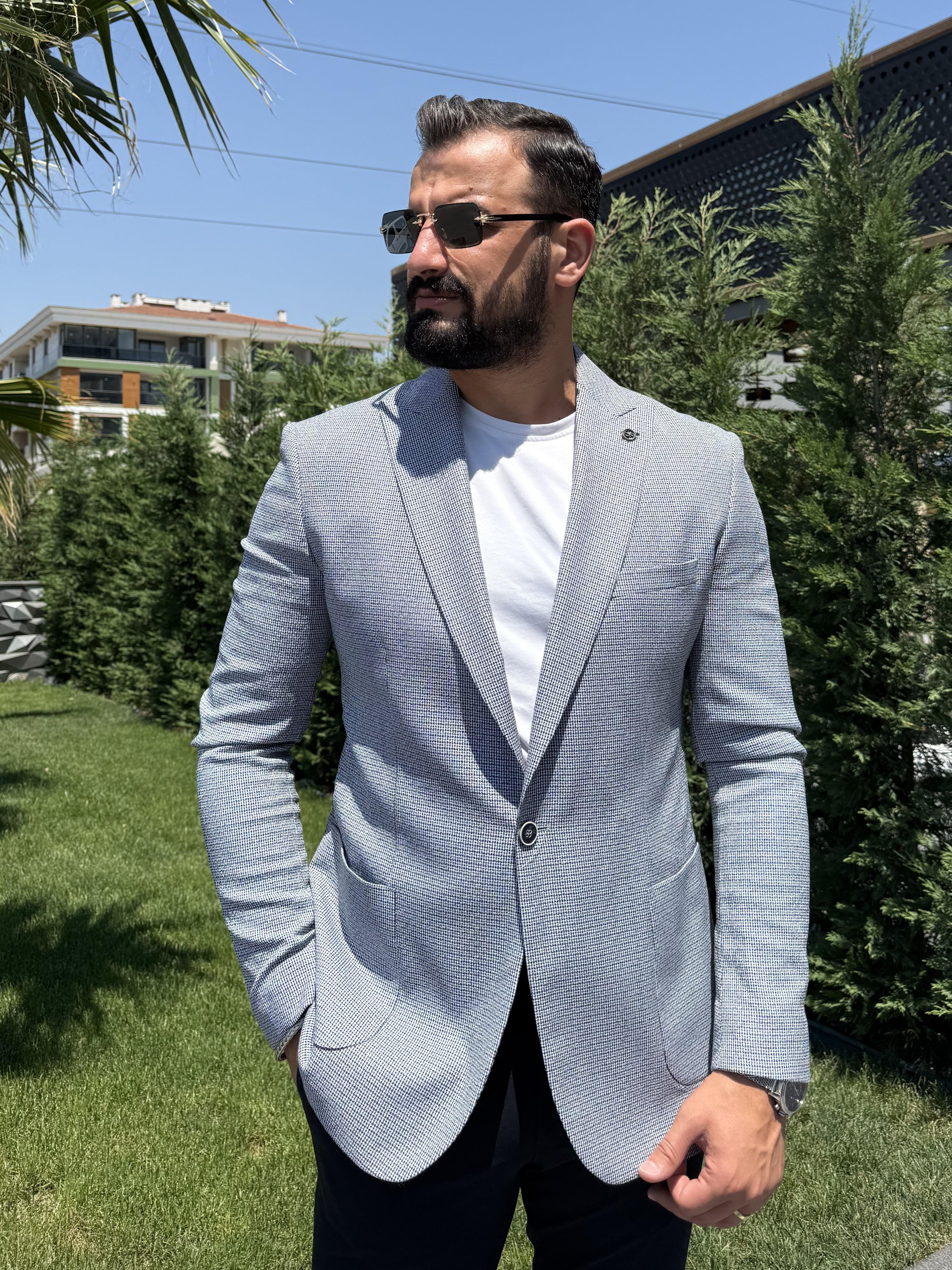 PİTİ KARELİ LACİVET TEK CEKET