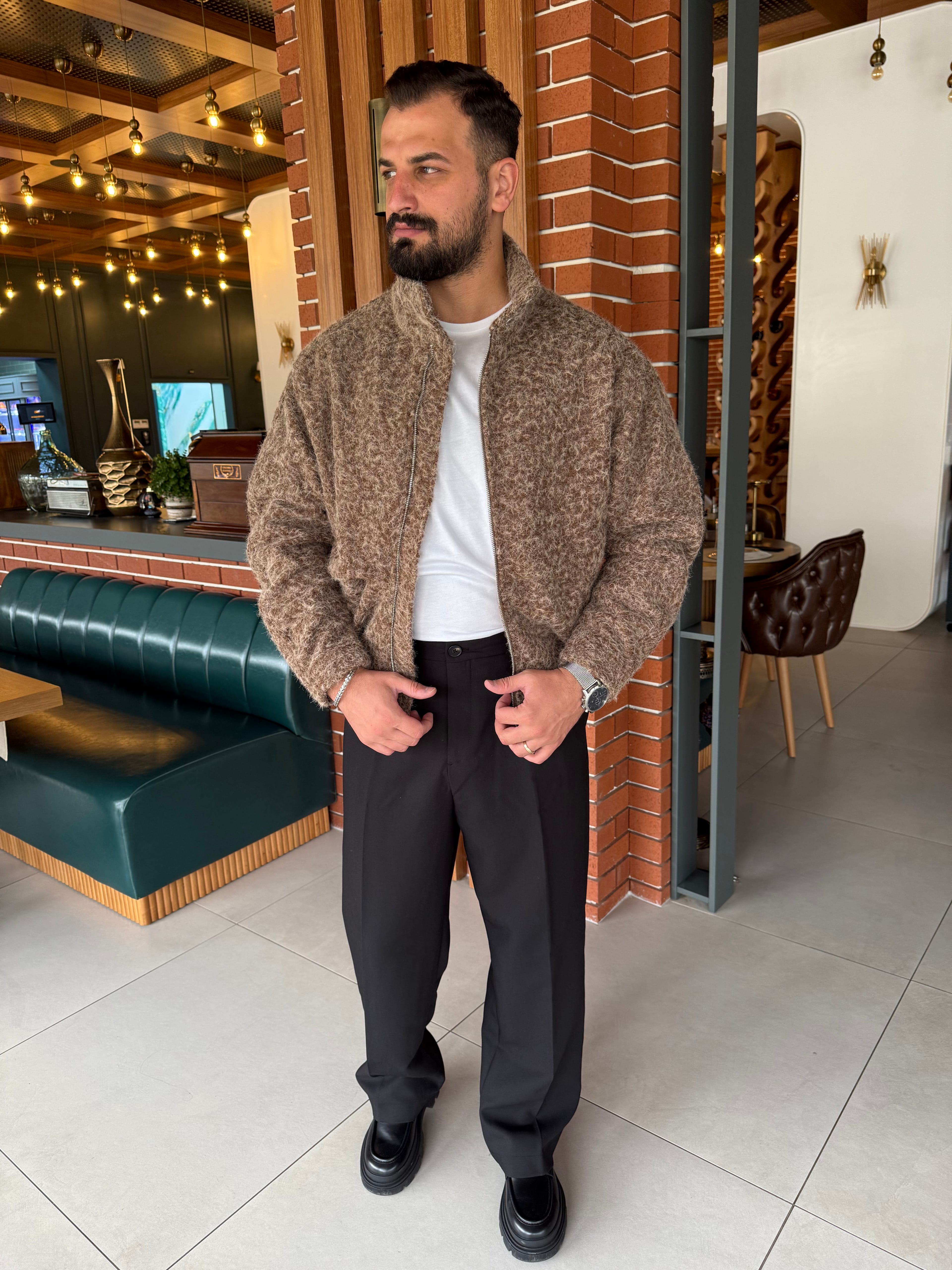 SAKALLI KUMAŞ CROPFİT KAHVE MONT