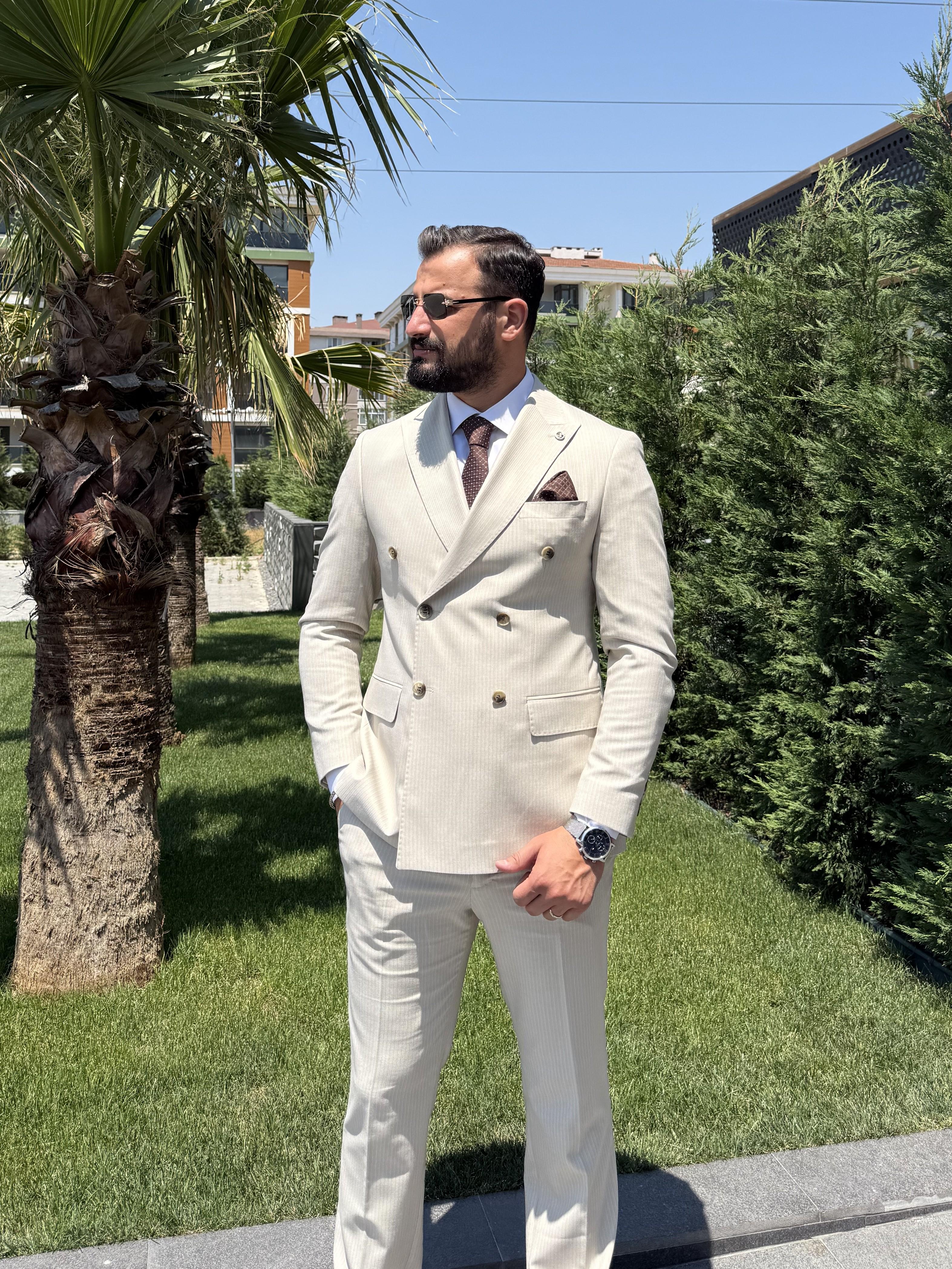 KREM RENGİ KRUVAZE TAKIM ELBİSE