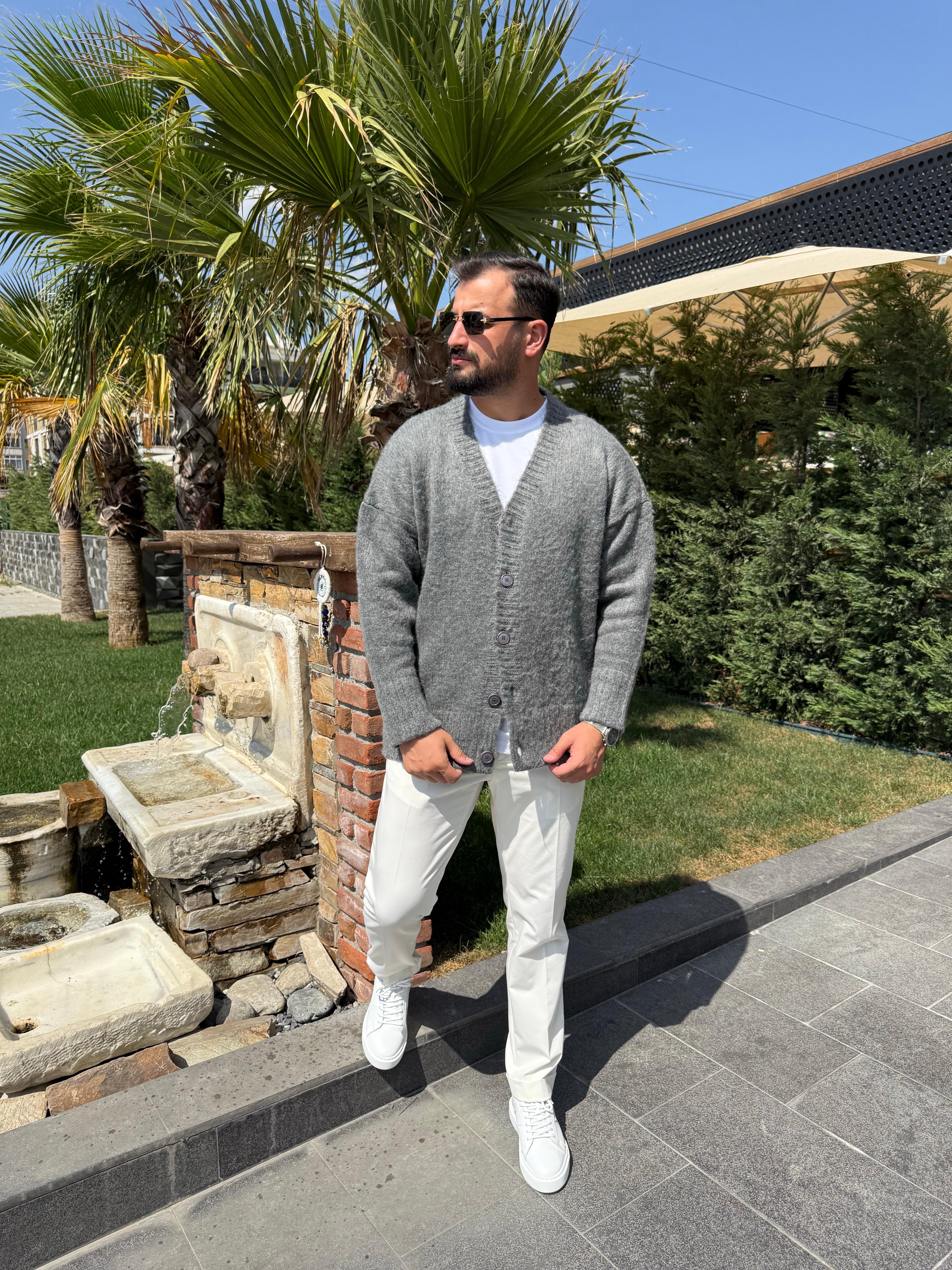 Antresit Oversize Pamuklu Basıc Hırka
