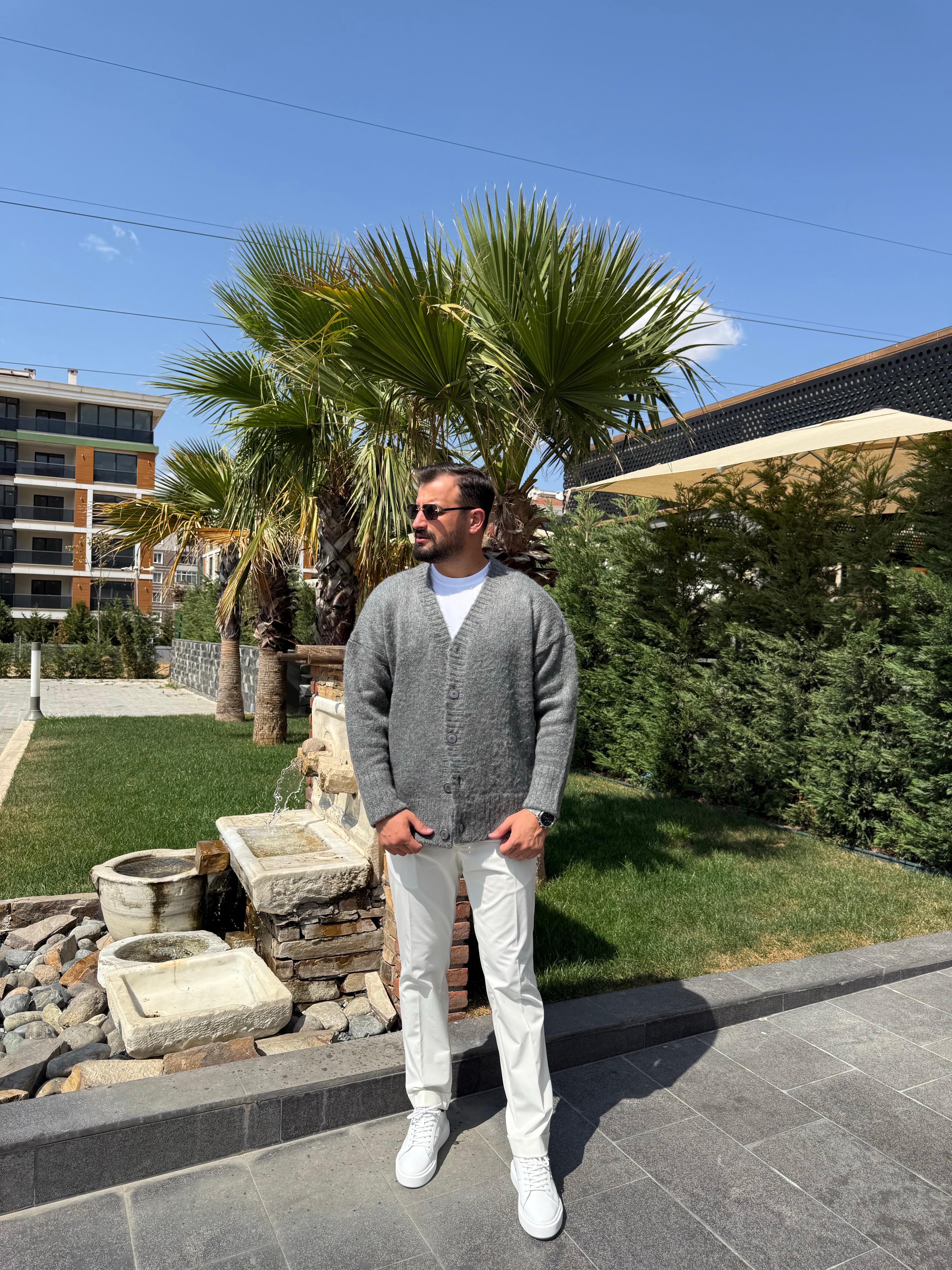 Antresit Oversize Pamuklu Basıc Hırka