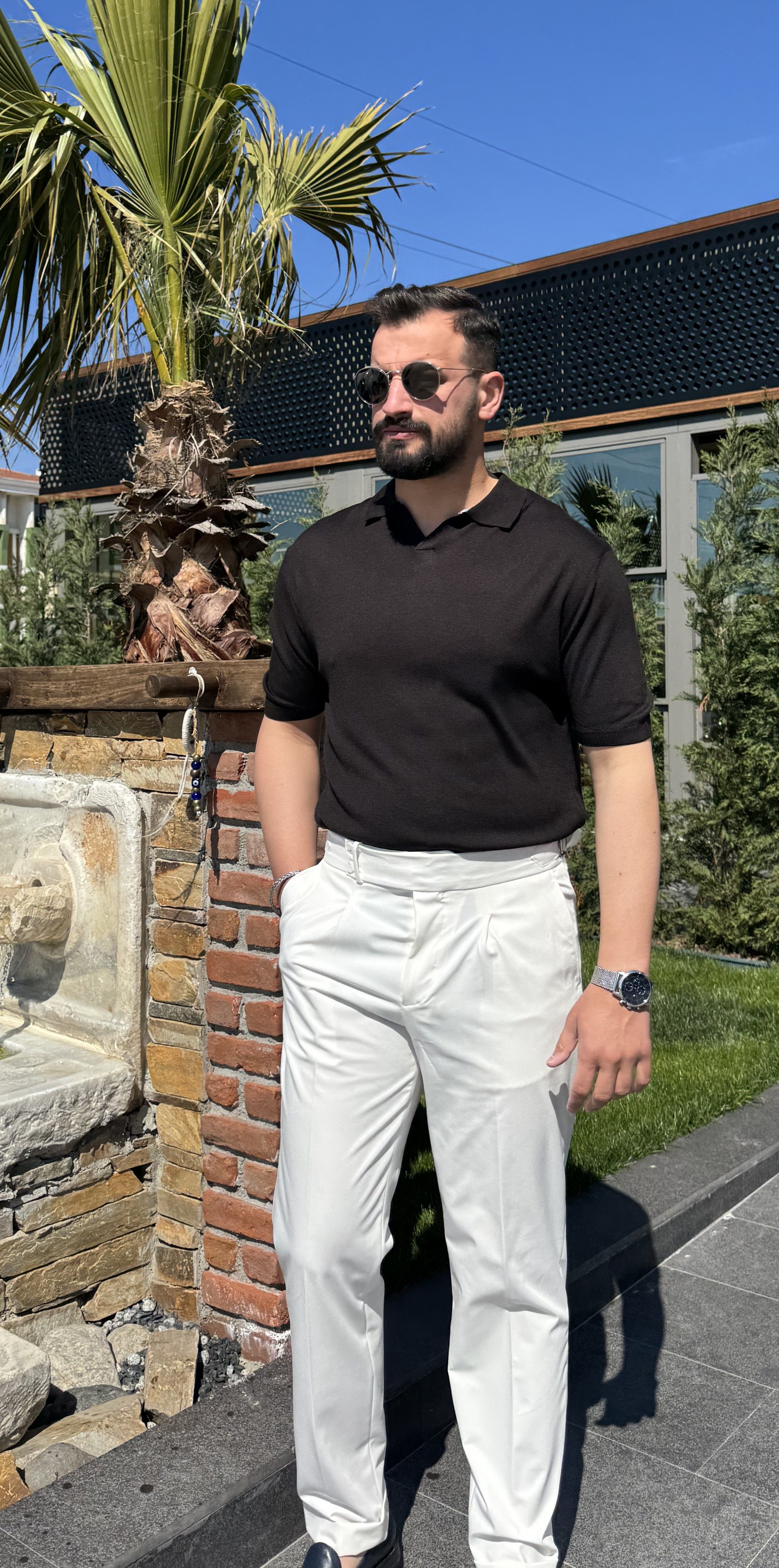 PİLELİ DUBLE PAÇA KUMAŞ PANTOLON