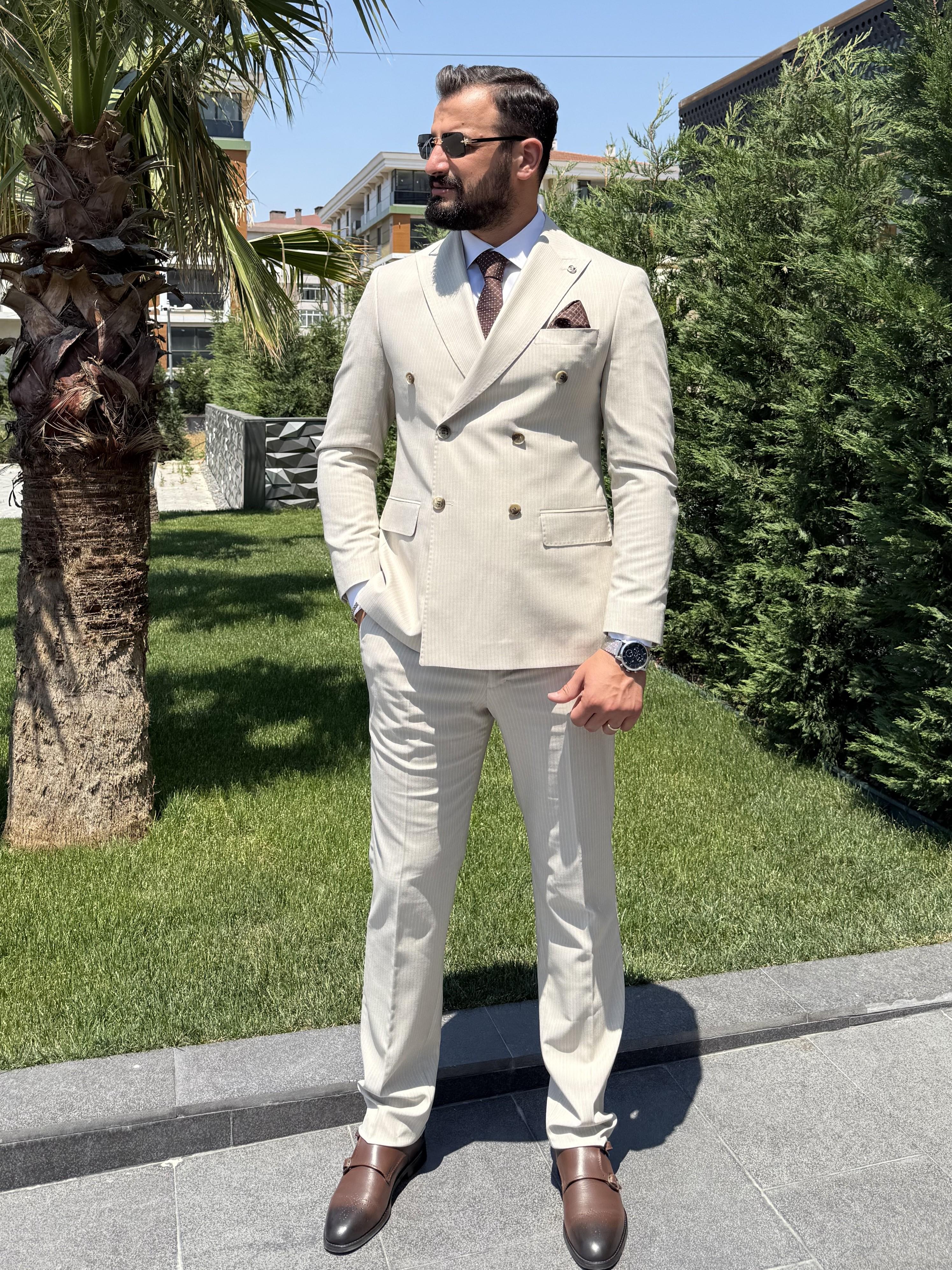 KREM RENGİ KRUVAZE TAKIM ELBİSE