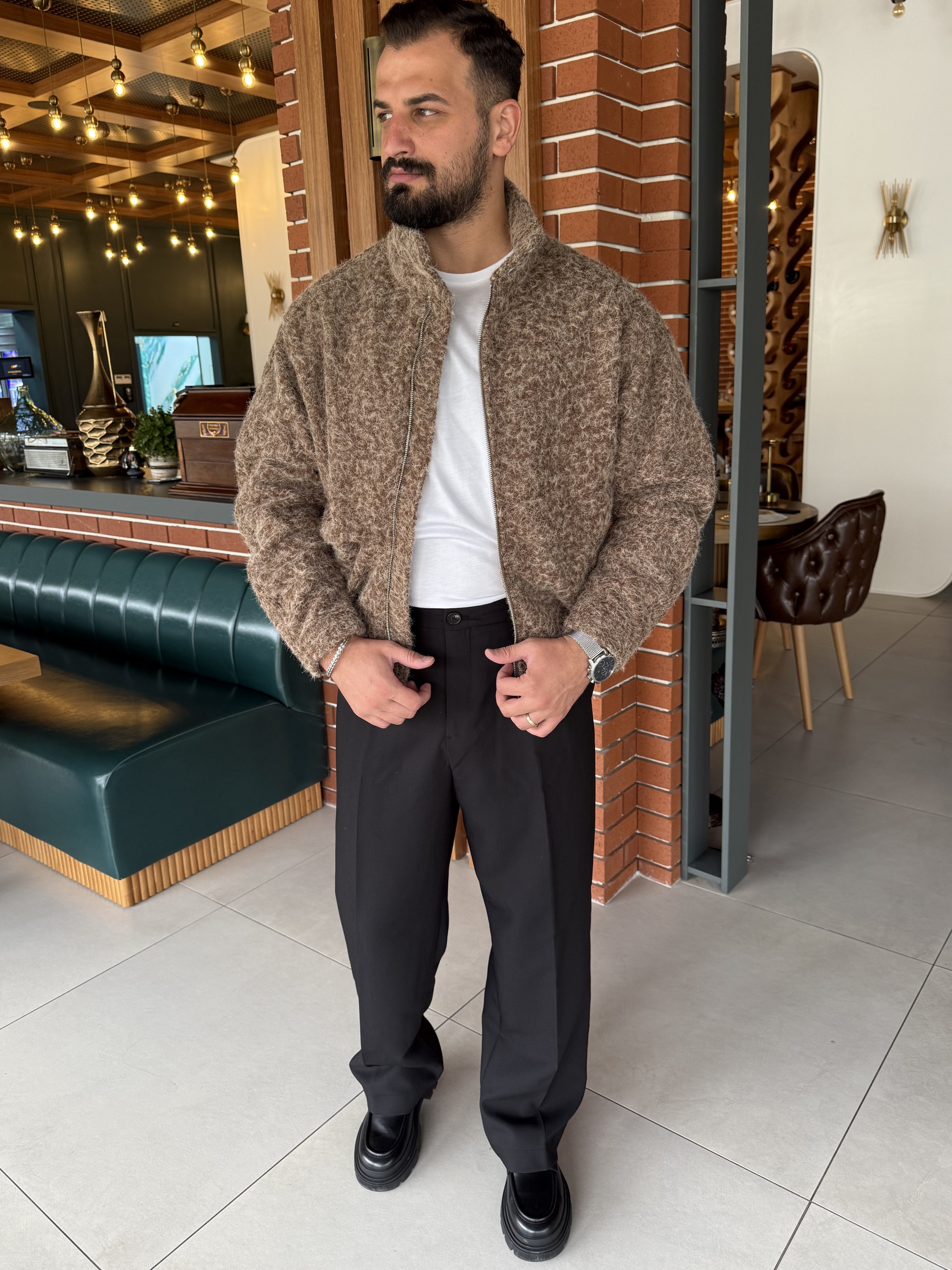 SAKALLI KUMAŞ CROPFİT KAHVE MONT