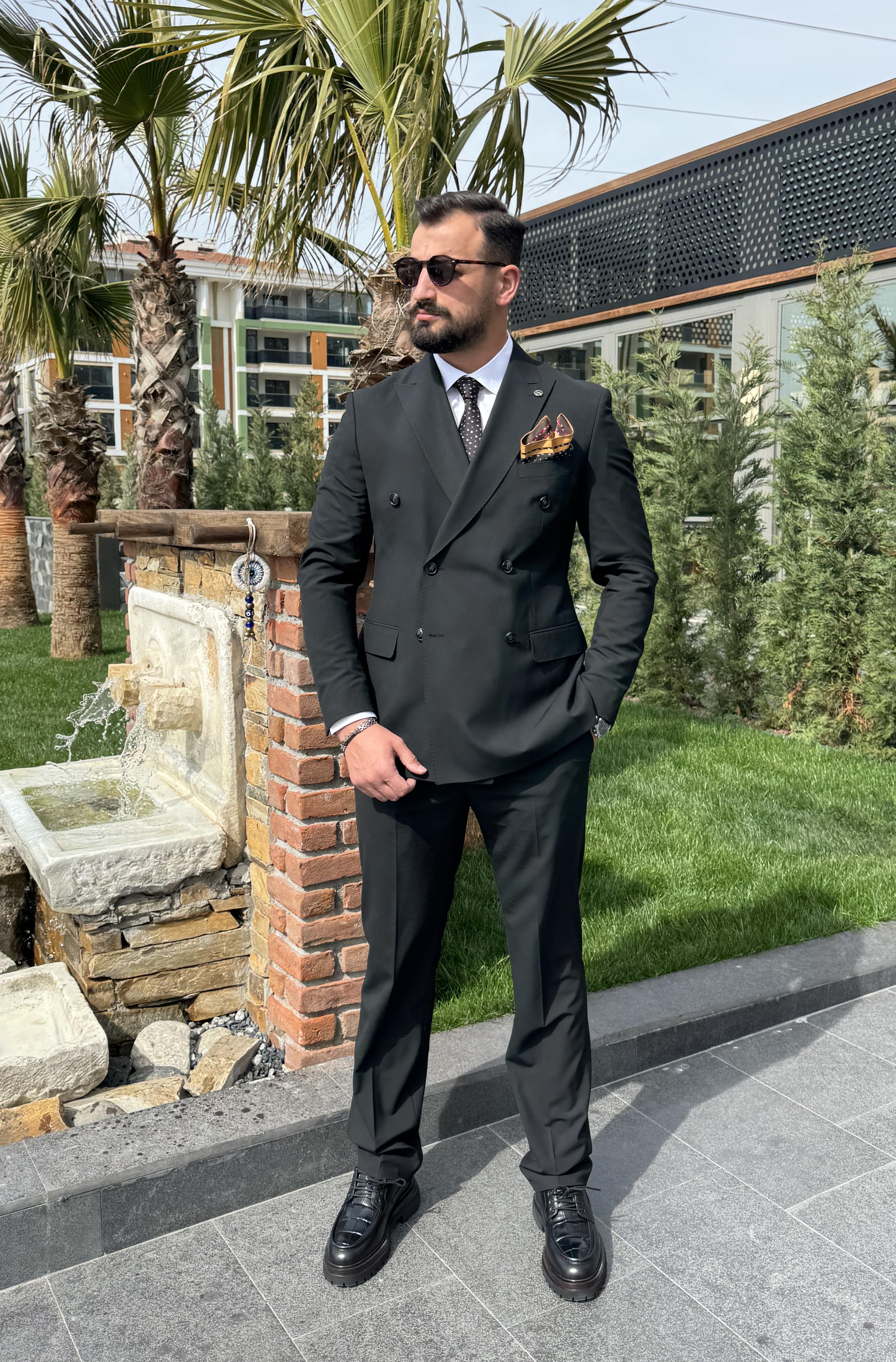 COMPORT KUMAŞ SİYAH KRUVAZE TAKIM ELBİSE