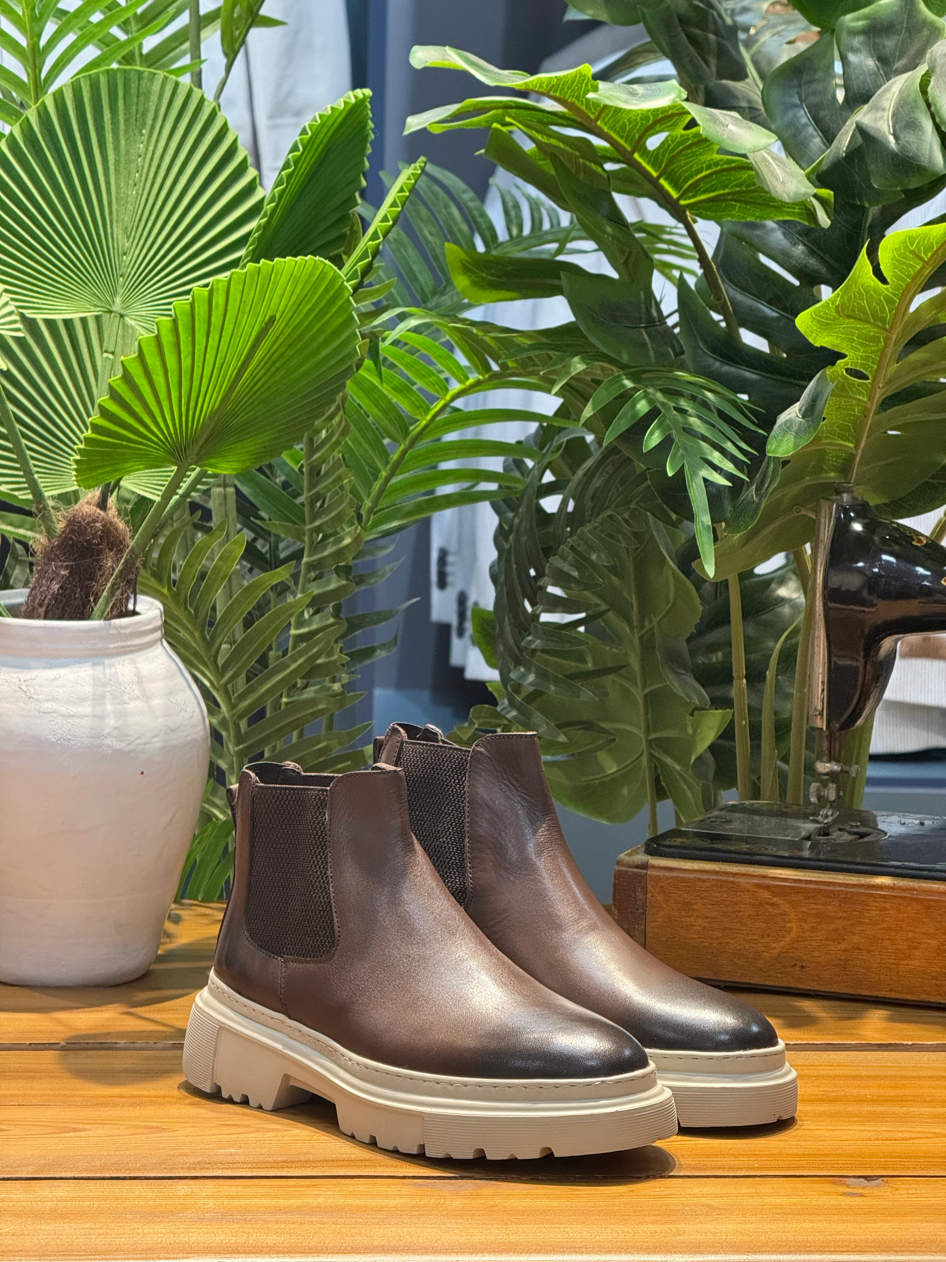 KAHVE YÜKSEK TABAN DERİ BOT