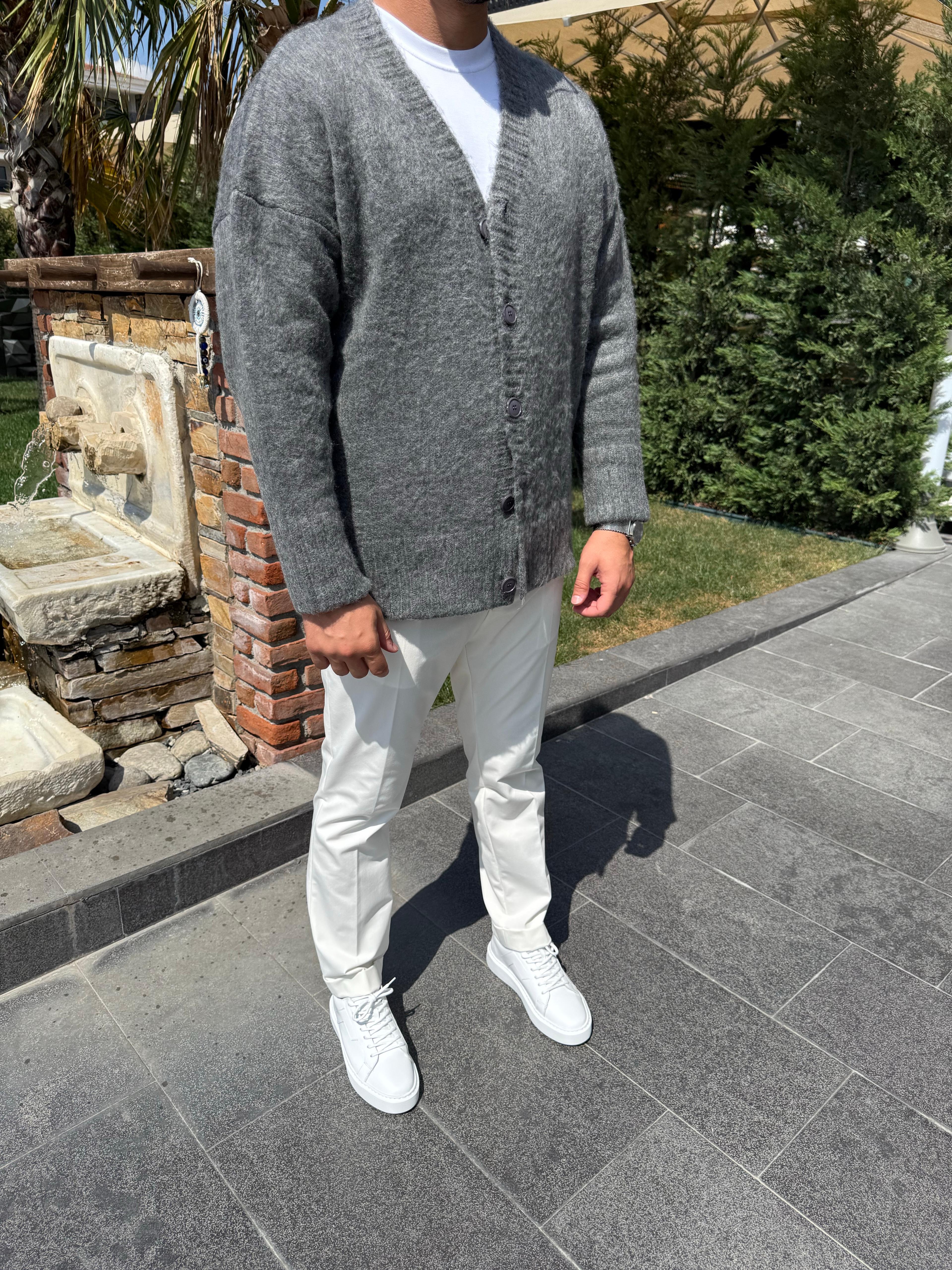 Antresit Oversize Pamuklu Basıc Hırka