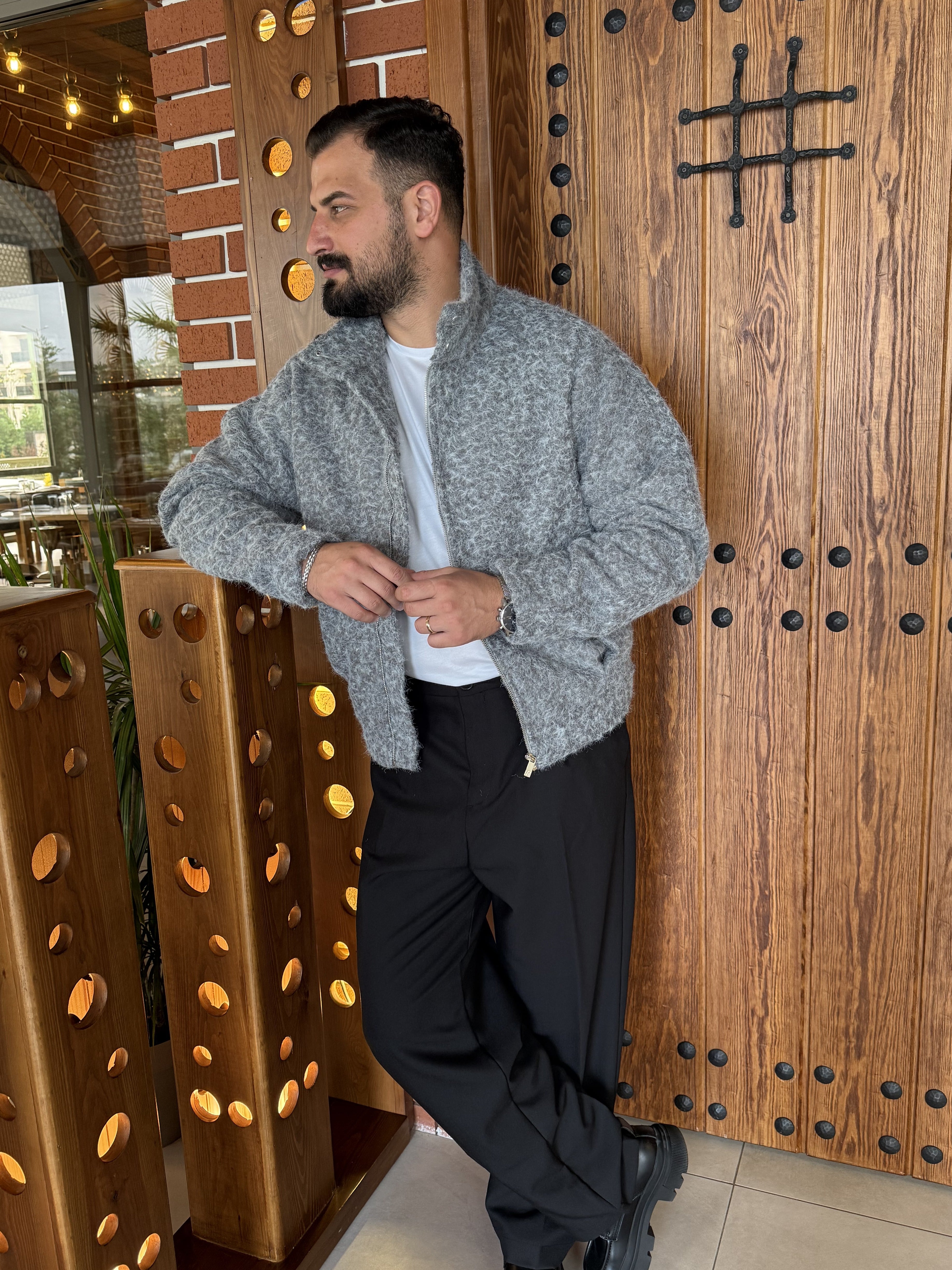 SAKALLI KUMAŞ CROPFİT GRİ MONT