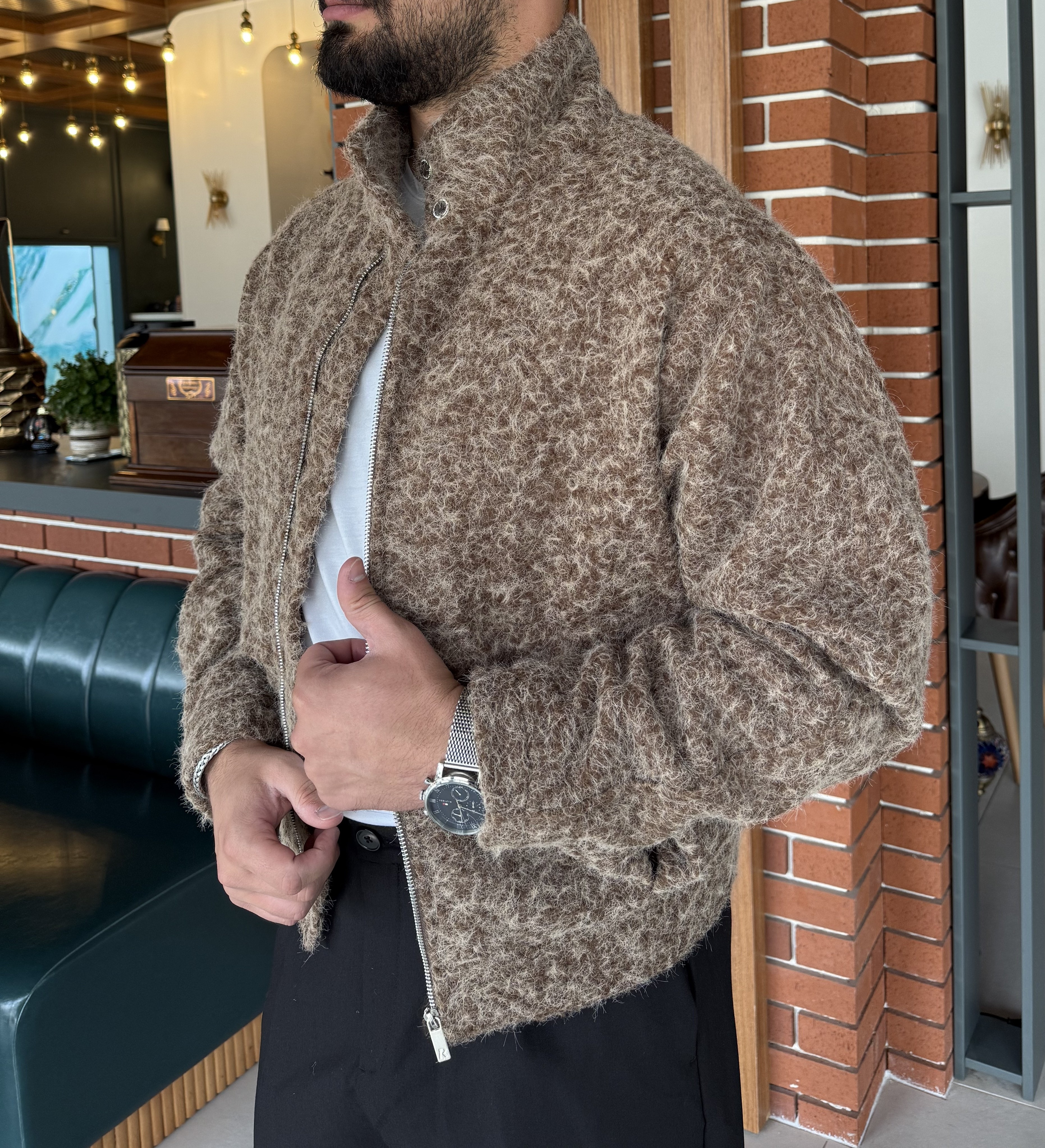 SAKALLI KUMAŞ CROPFİT KAHVE MONT