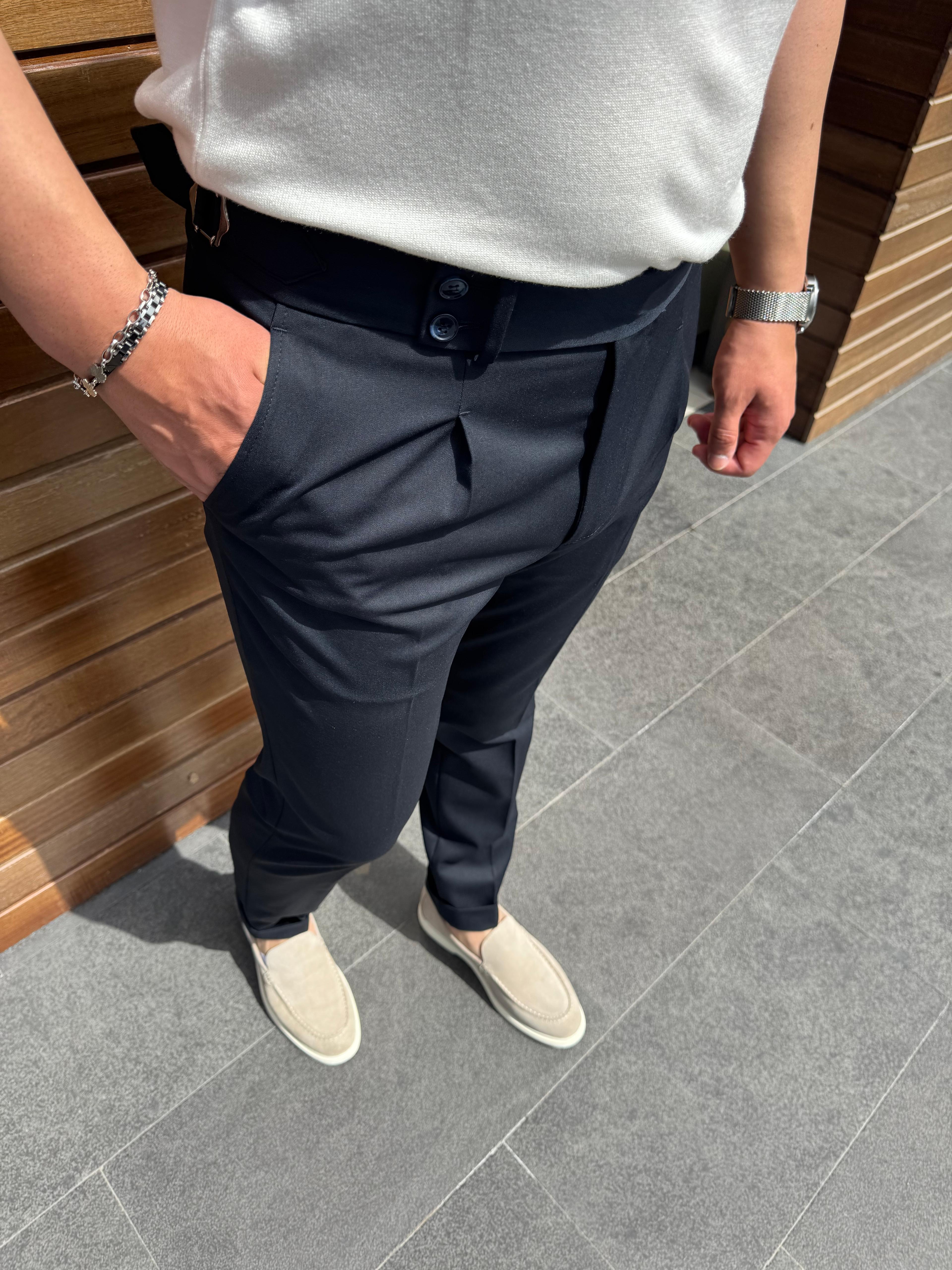 DUBLE PAÇA PİLELİ KUMAŞ PANTOLON