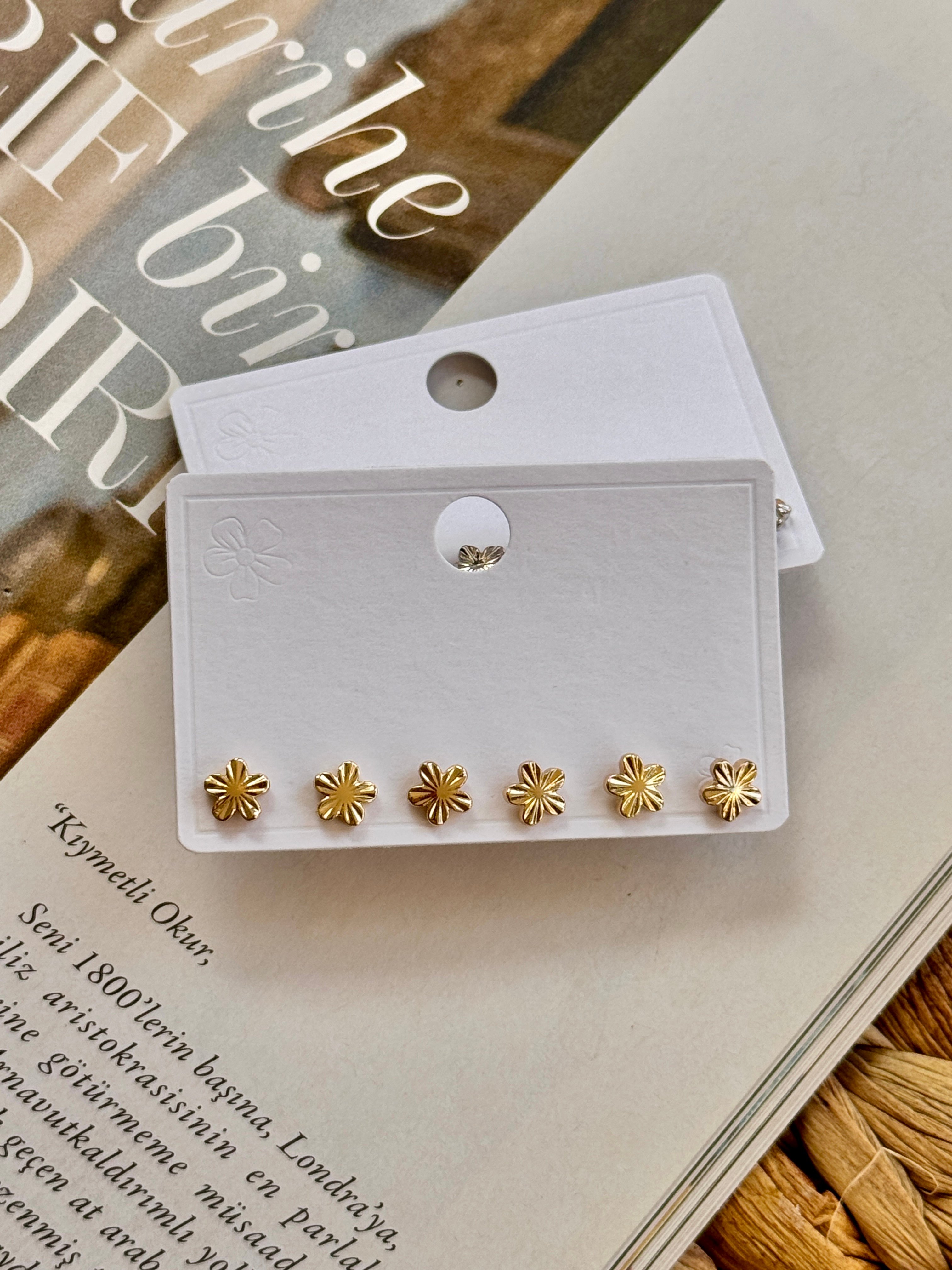 Altılı set küpe gold 