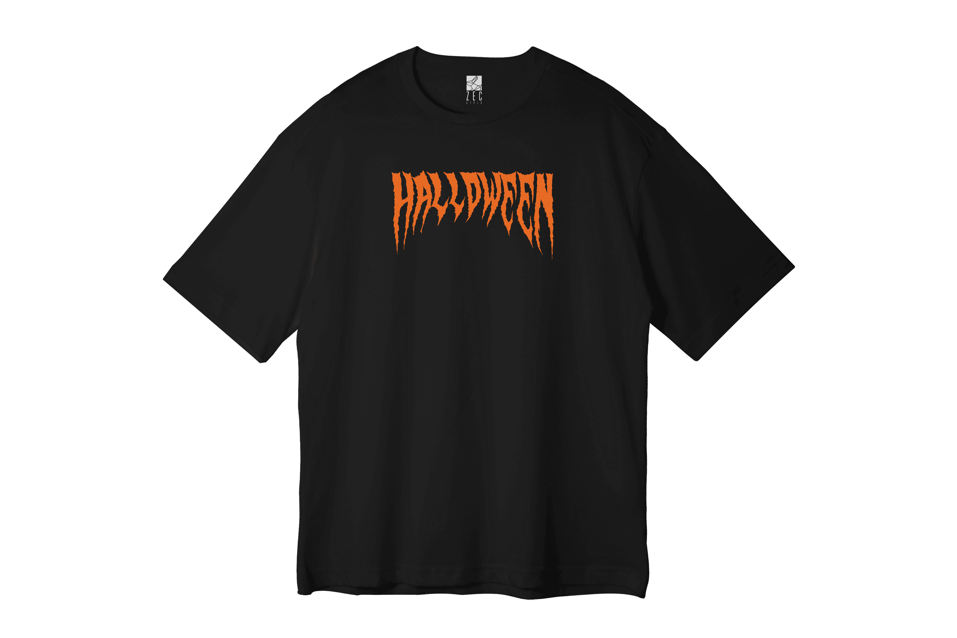 Siyah Oversize Unisex T-shirt Halloween - Balkabağı