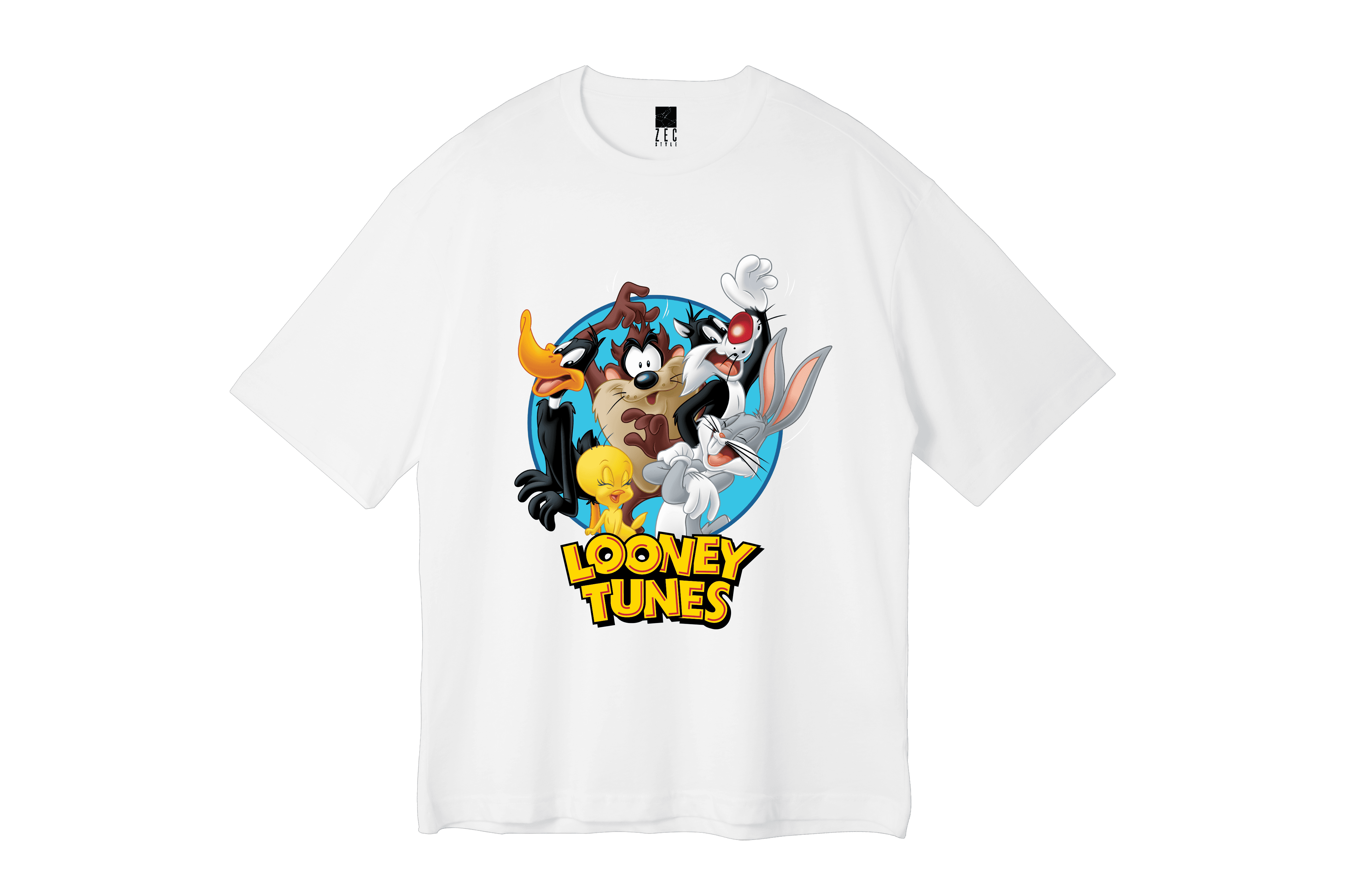 Beyaz Oversize Unisex T-shirt - Looney Tunes