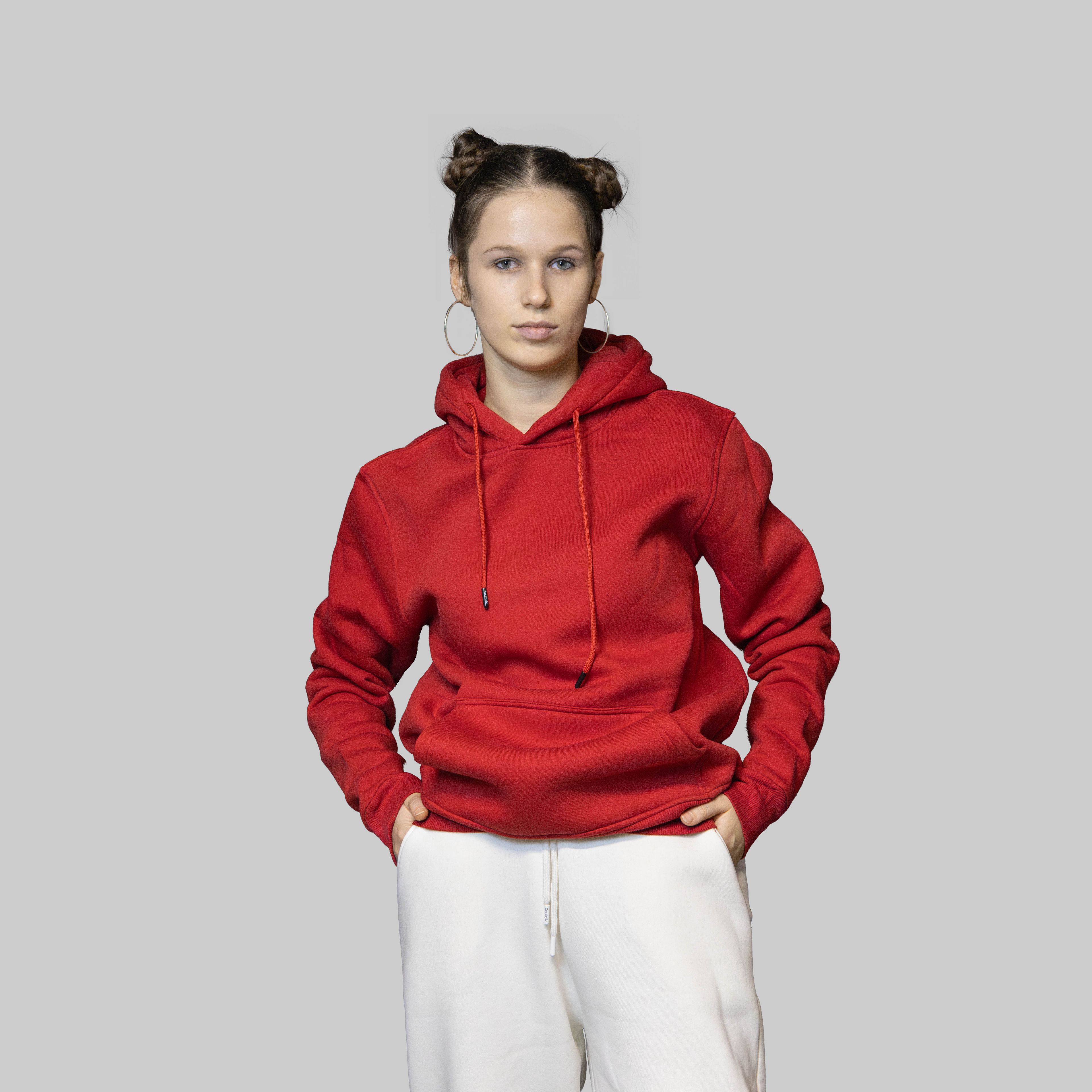 Kırmızı Basic Regular Hoodie