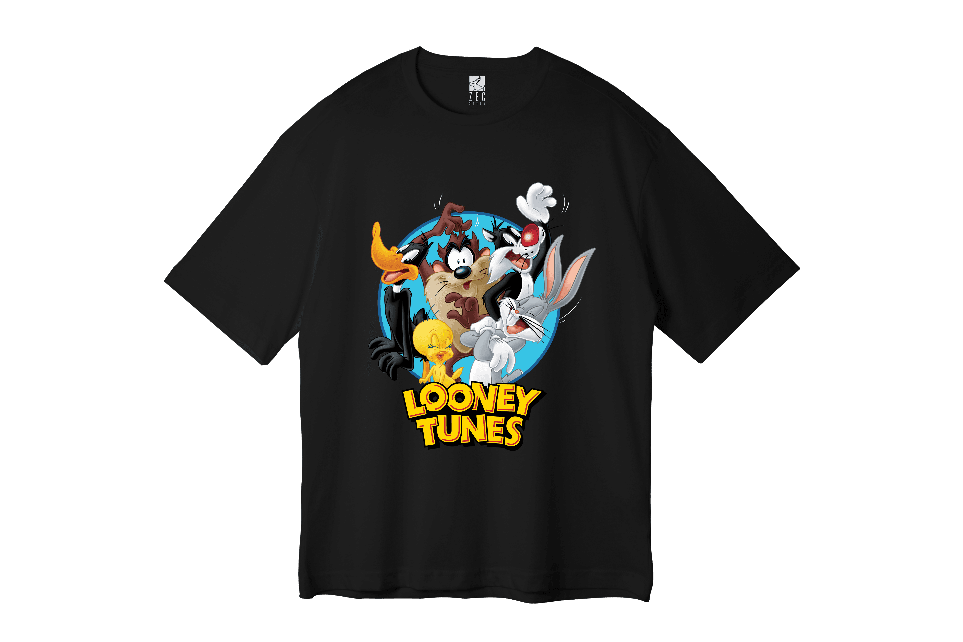 Siyah Oversize Unisex T-shirt - Looney Tunes