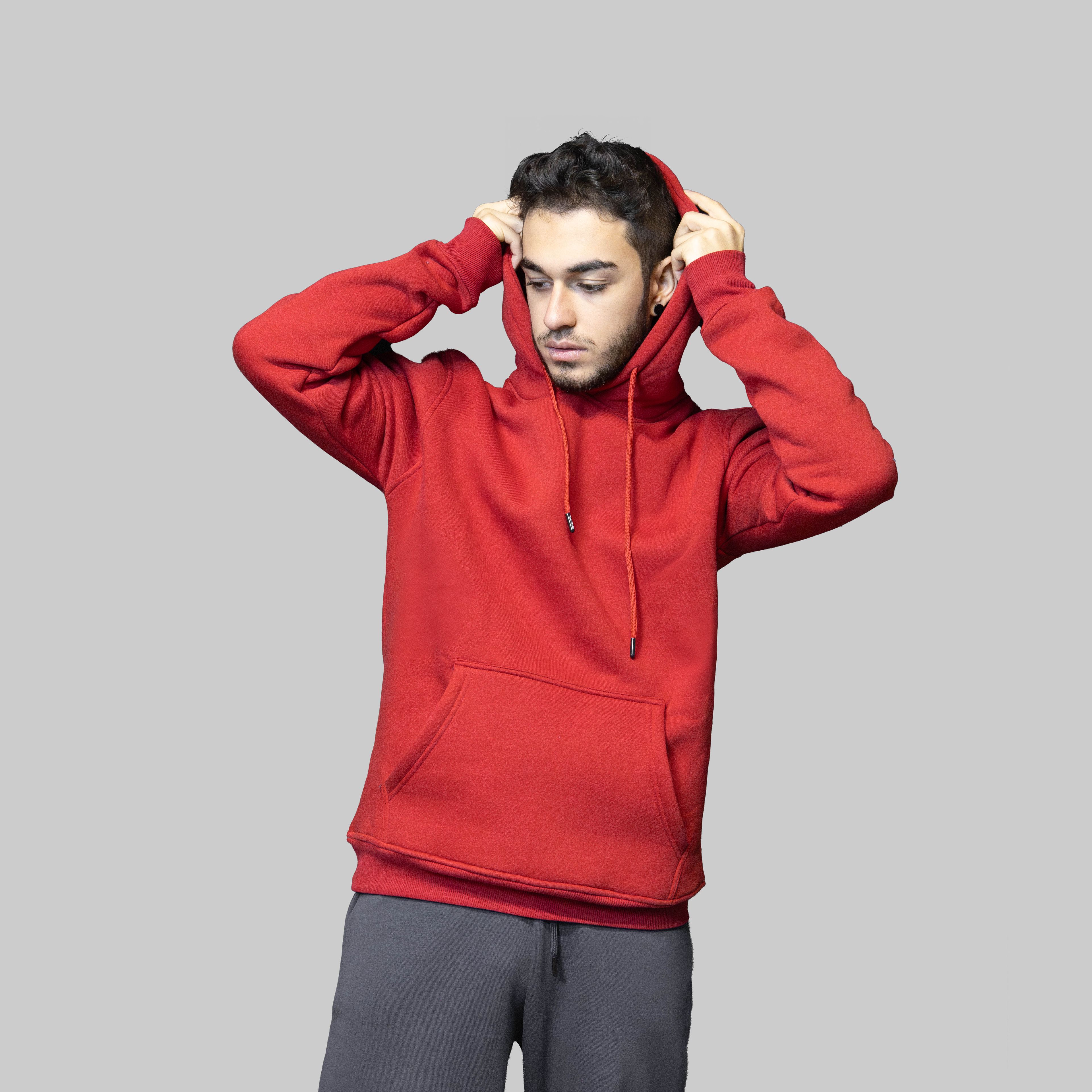 Kırmızı Basic Regular Hoodie