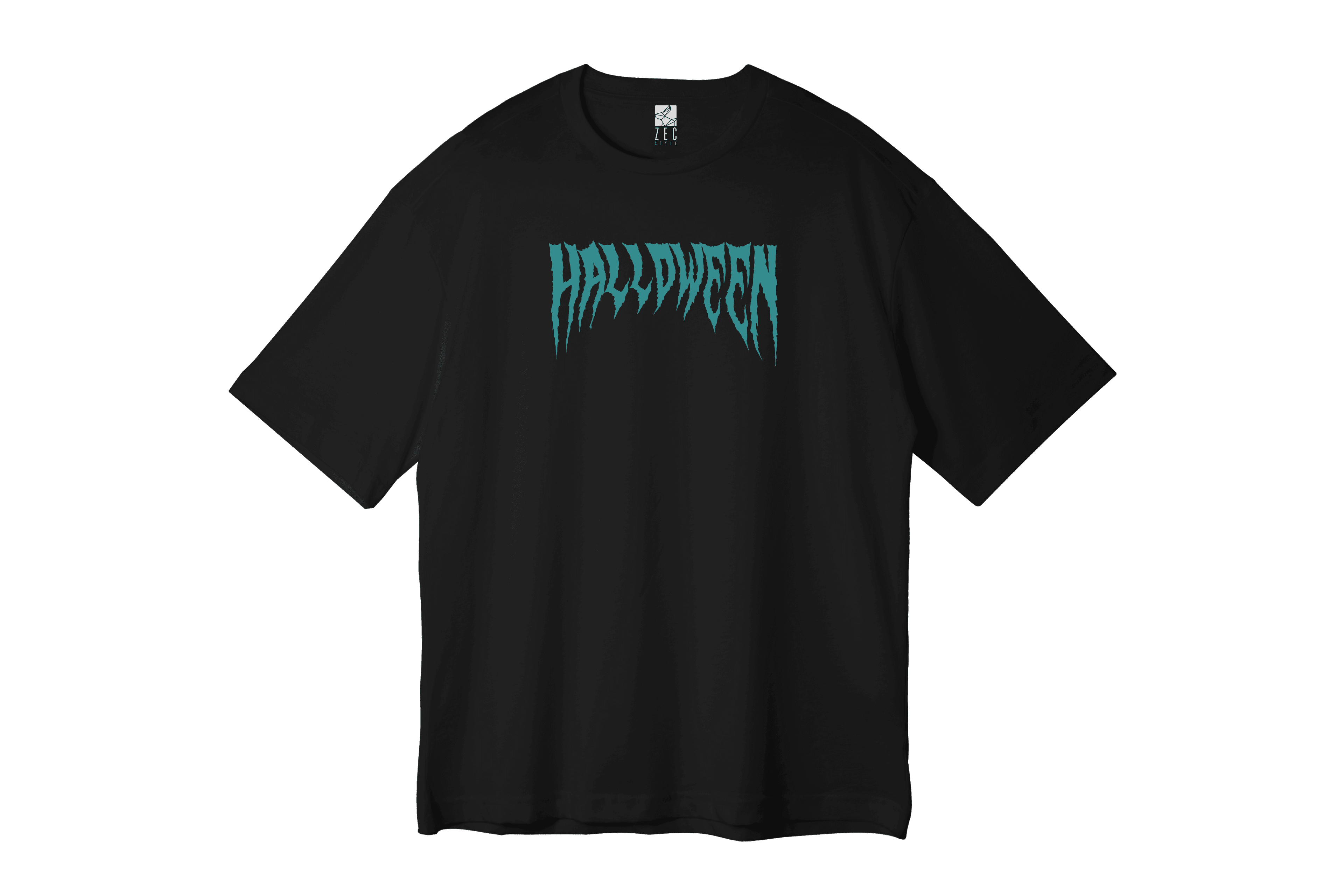 Siyah Oversize Unisex T-shirt Halloween - Frankenstein