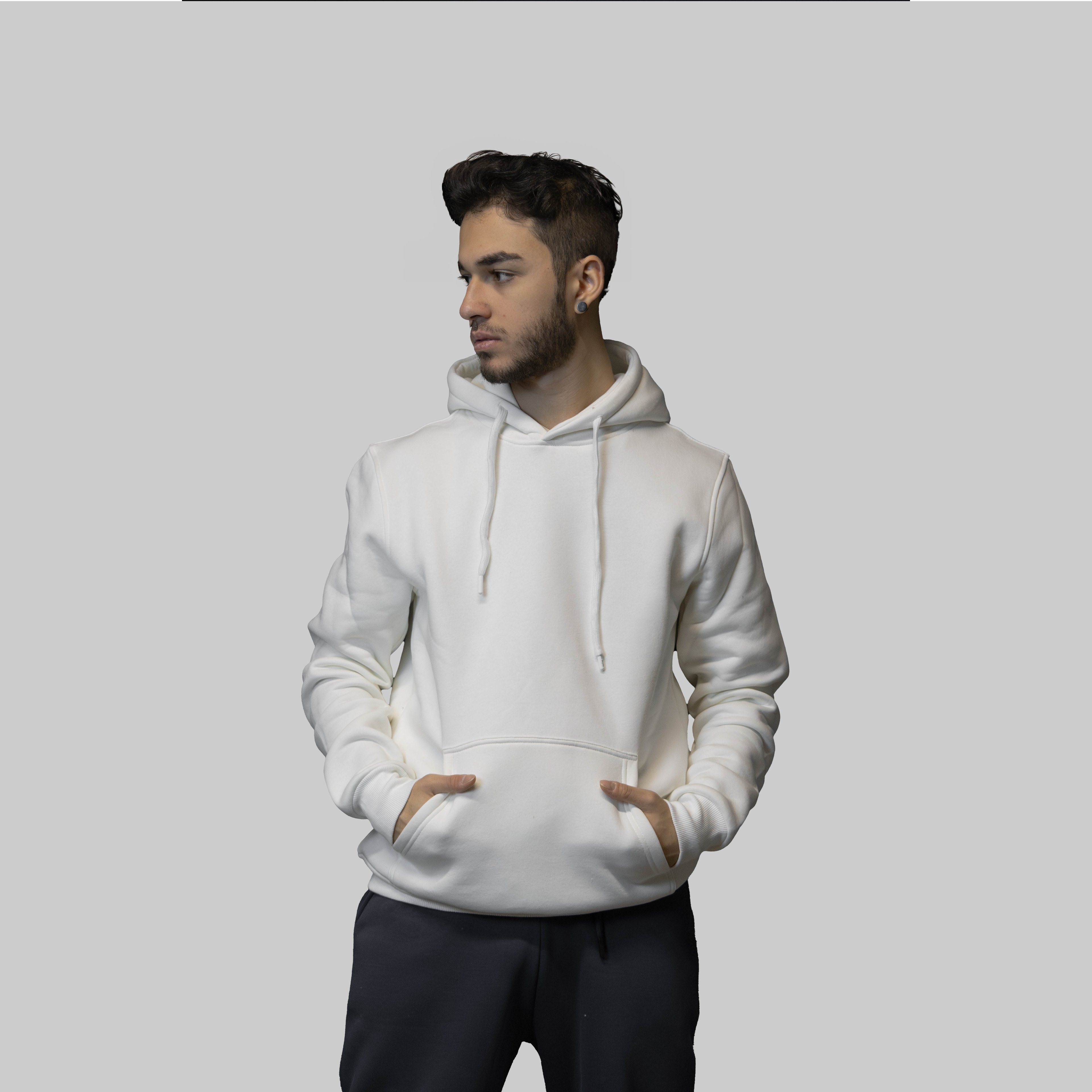 Ekru Basic Regular Hoodie