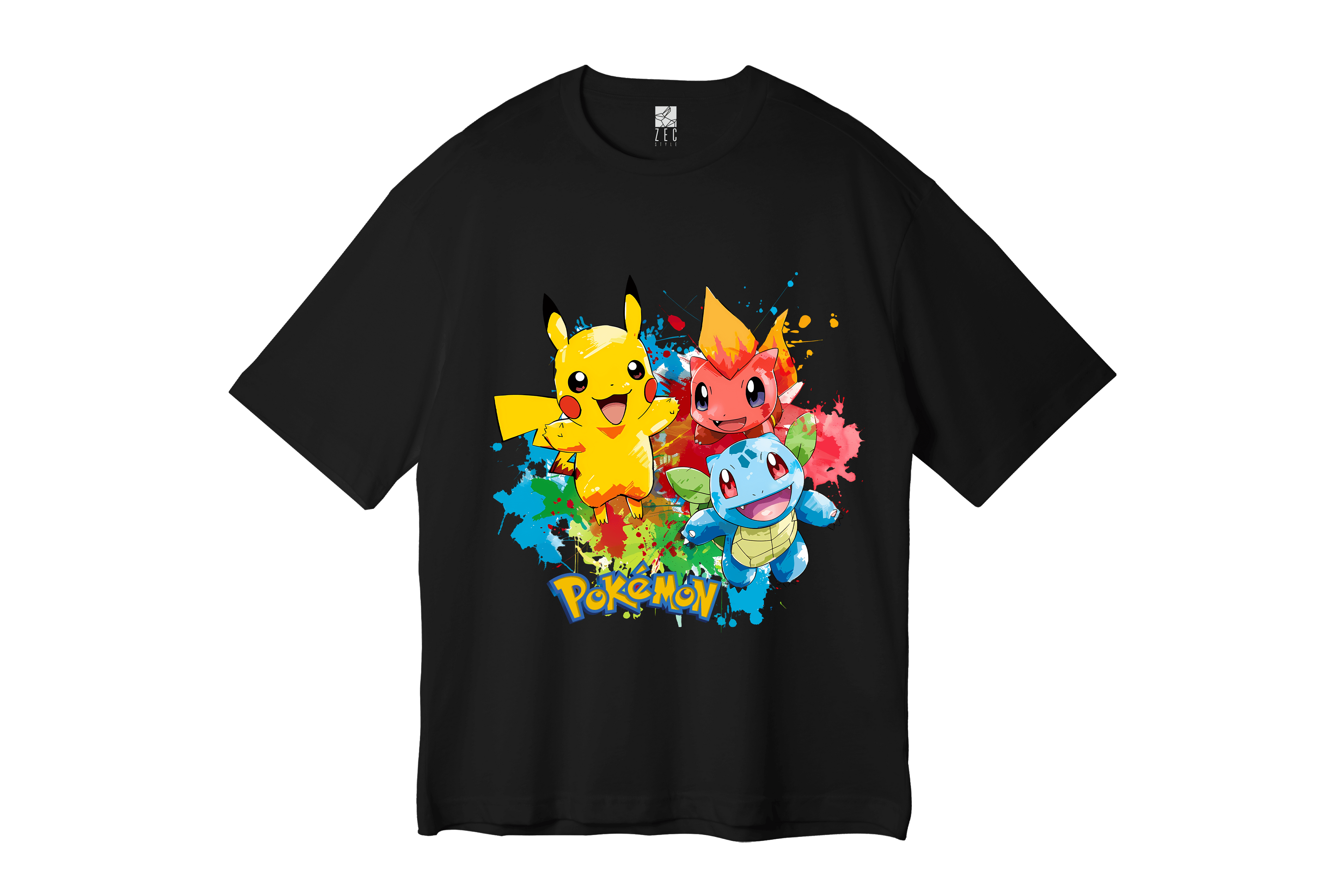 Siyah Oversize Unisex T-shirt - Pokemon