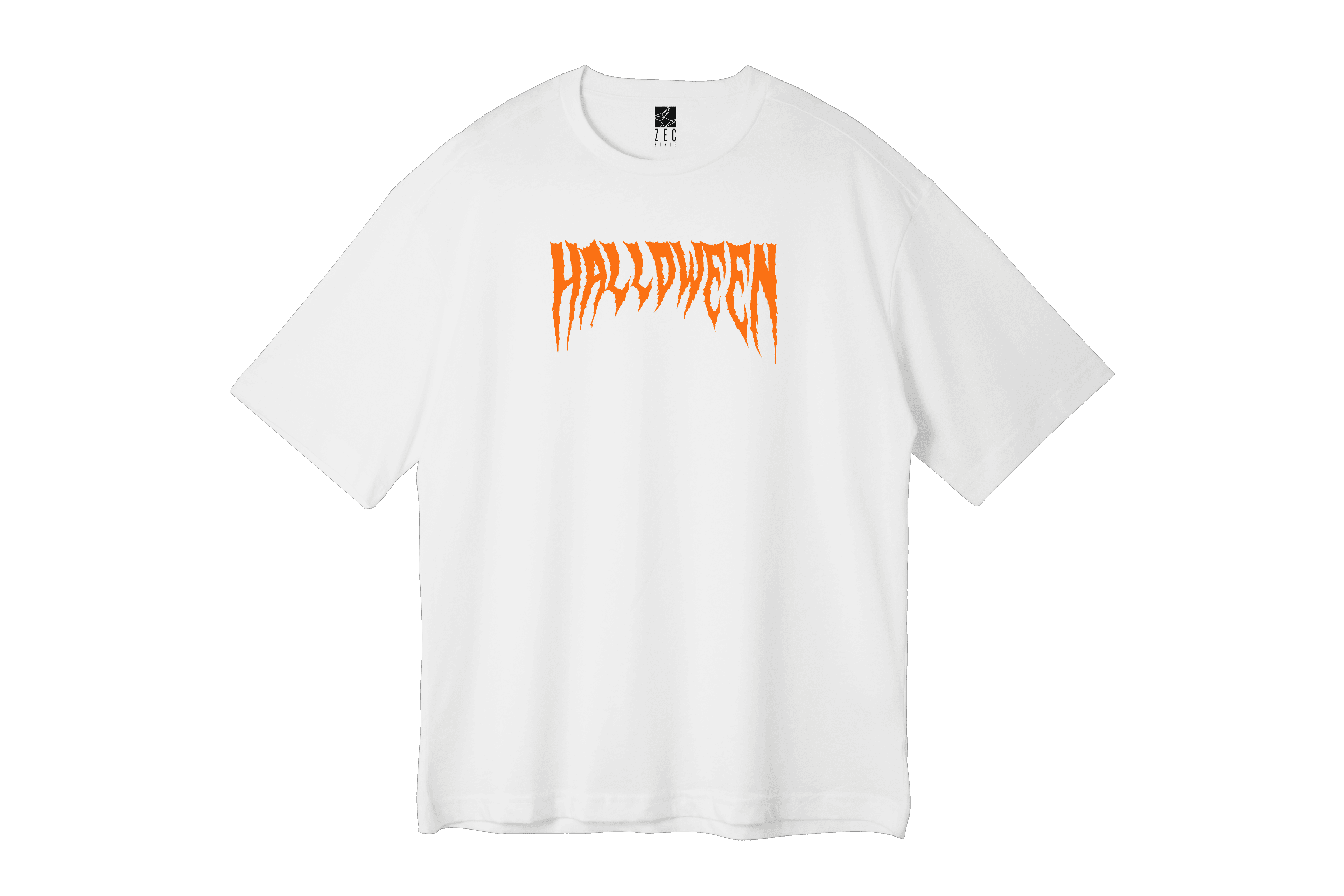 Beyaz Oversize Unisex T-shirt Halloween - Balkabağı