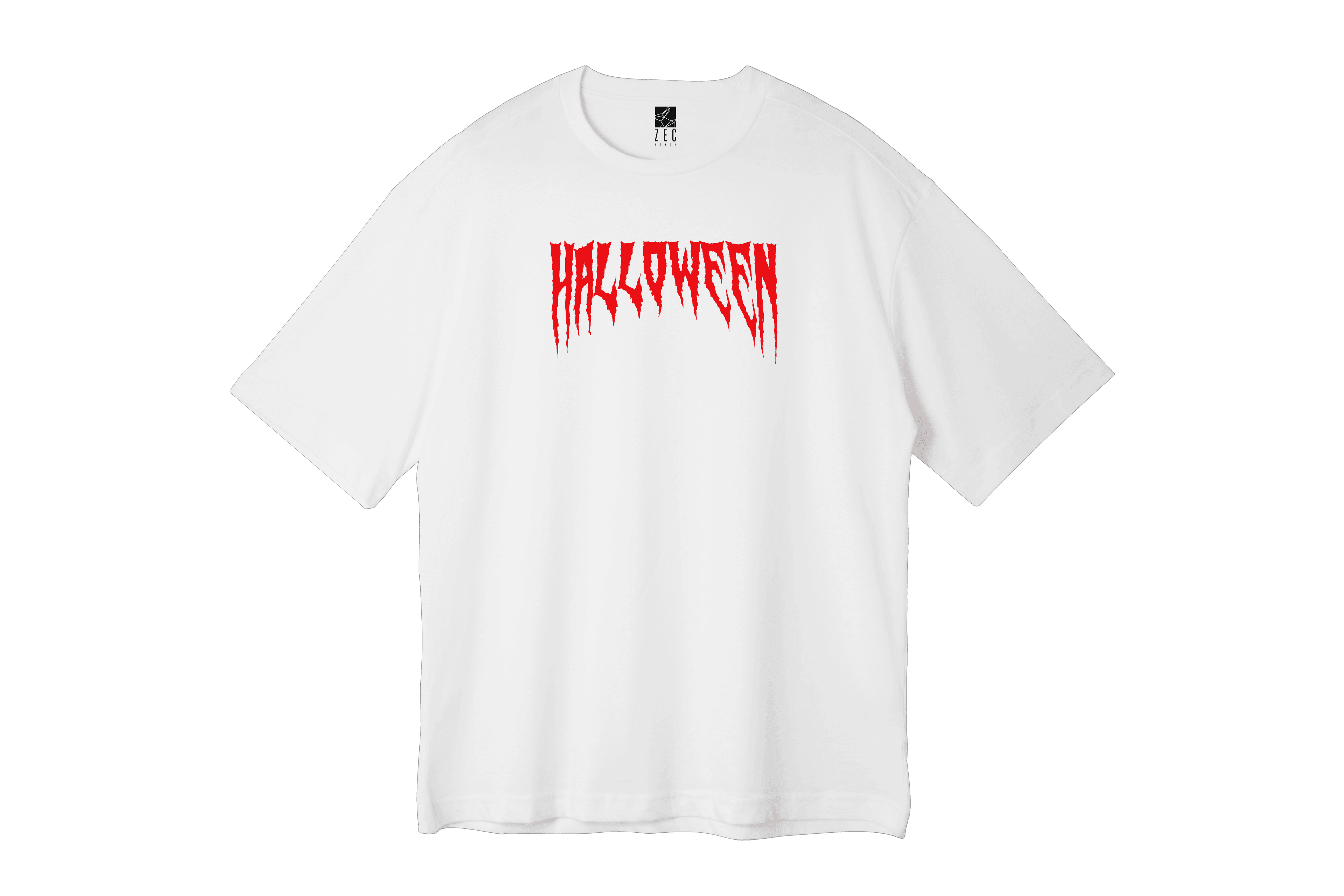 Beyaz Oversize Unisex T-shirt Halloween - RIP