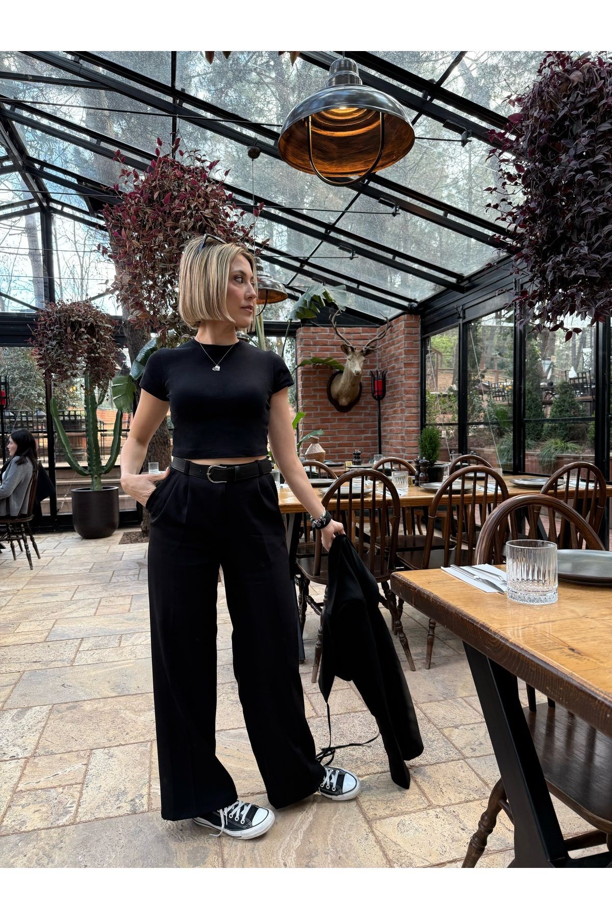 Siyah Kumaş Pantalon
