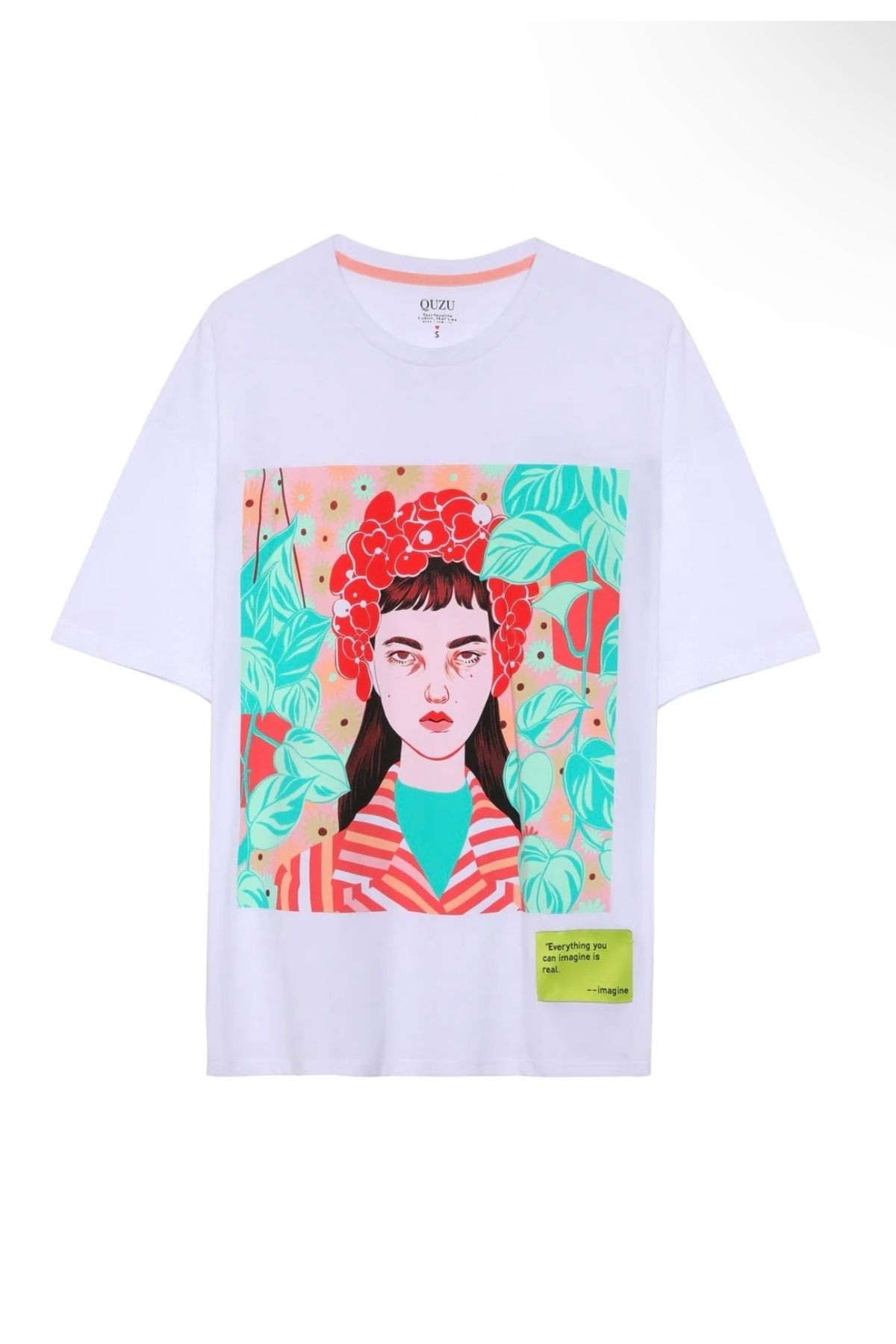 Renkli Kız Silüeti Baskılı Tshirt
