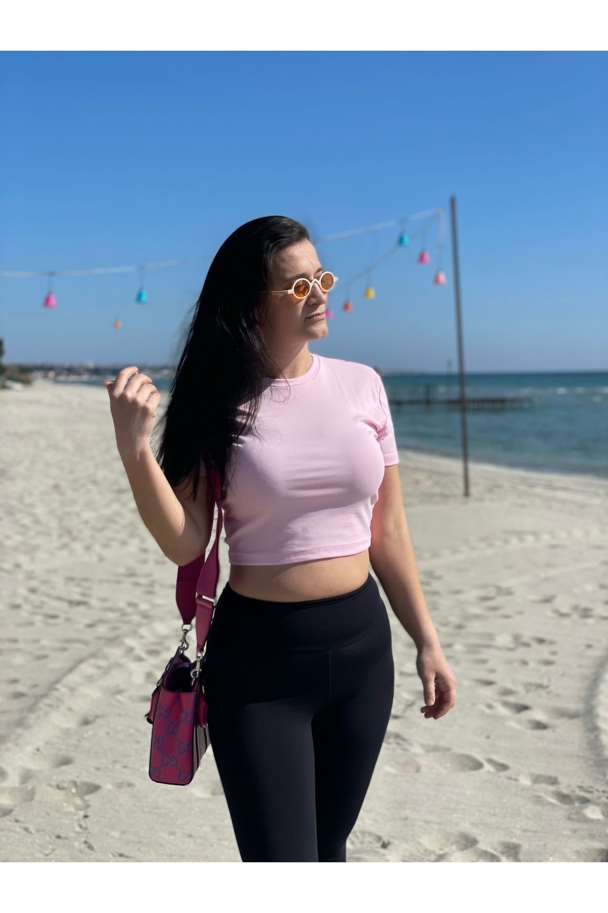 Pudra Likralı Ribana Basic Tshirt